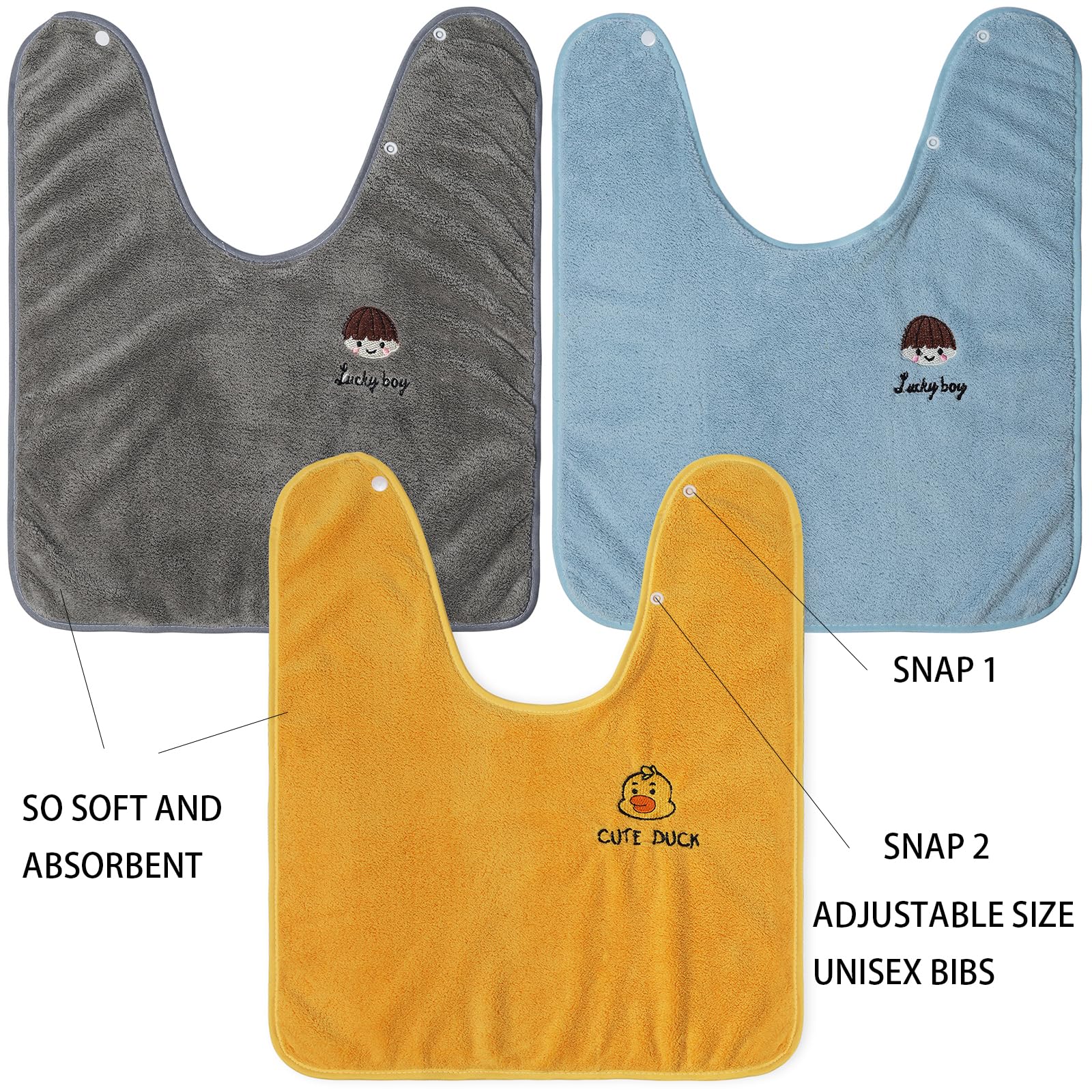 3 Pack Waterproof Baby Bibs for Girls & Boys - Soft Towel Toddler Bibs for 1-3 Years | Ideal for Mealtime, Feeding & Messy Play