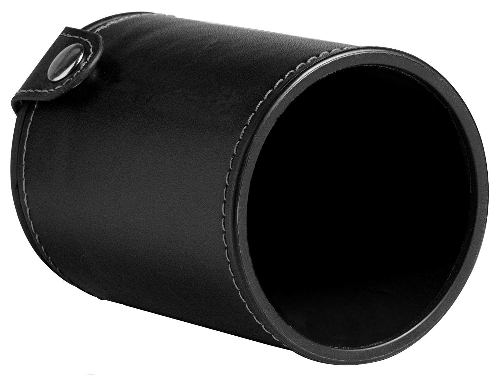 Black PU Leather Dice Cup Set with 5 Wood Dice - Perfect for Board Games & Gifts