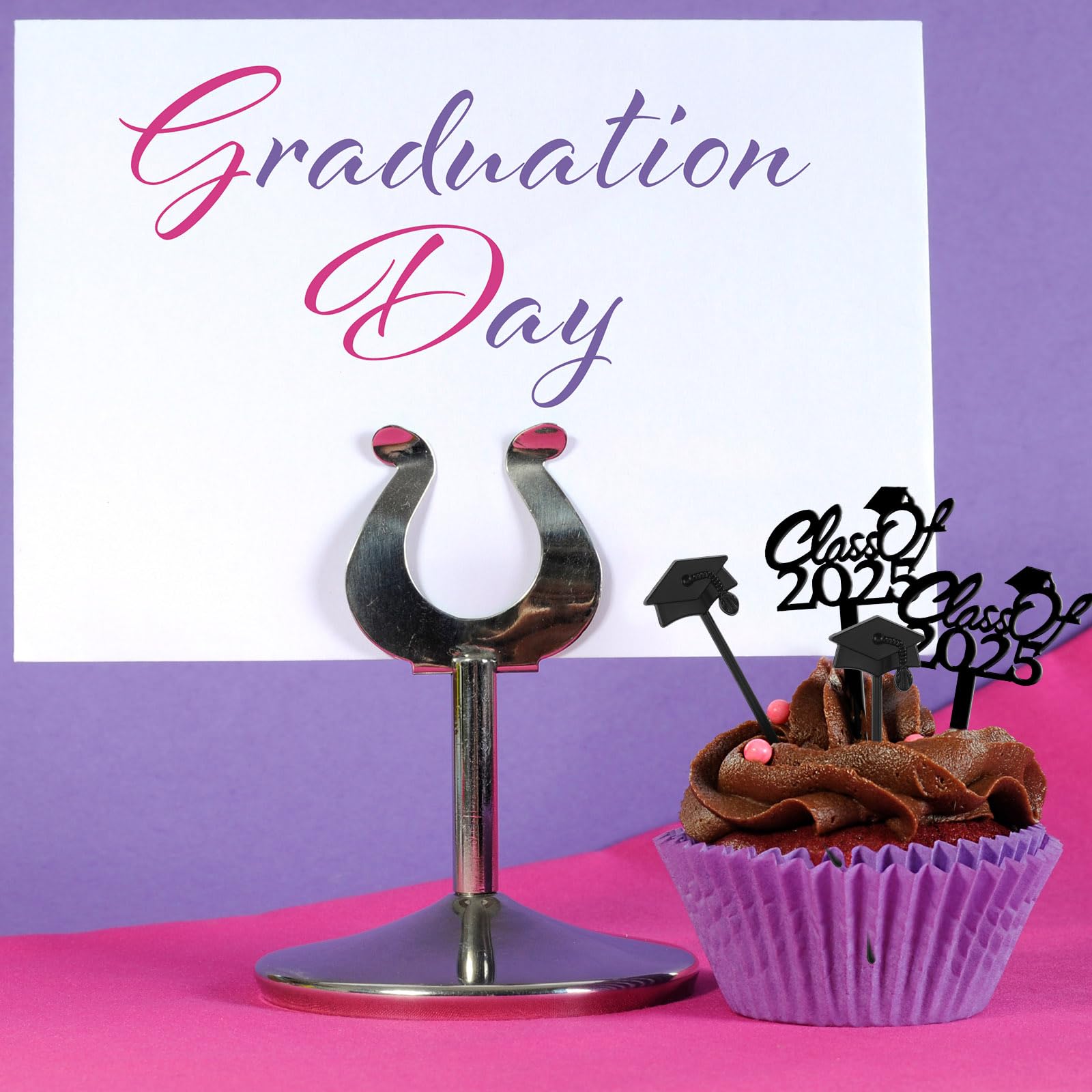 72-Piece Class of 2025 Graduation Cupcake Toppers - Black Cake Picks for Graduation Party Decorations, Table Centerpieces & Grad Favors - Perfect for Graduation Celebrations, School Parties & Dessert Table Displays