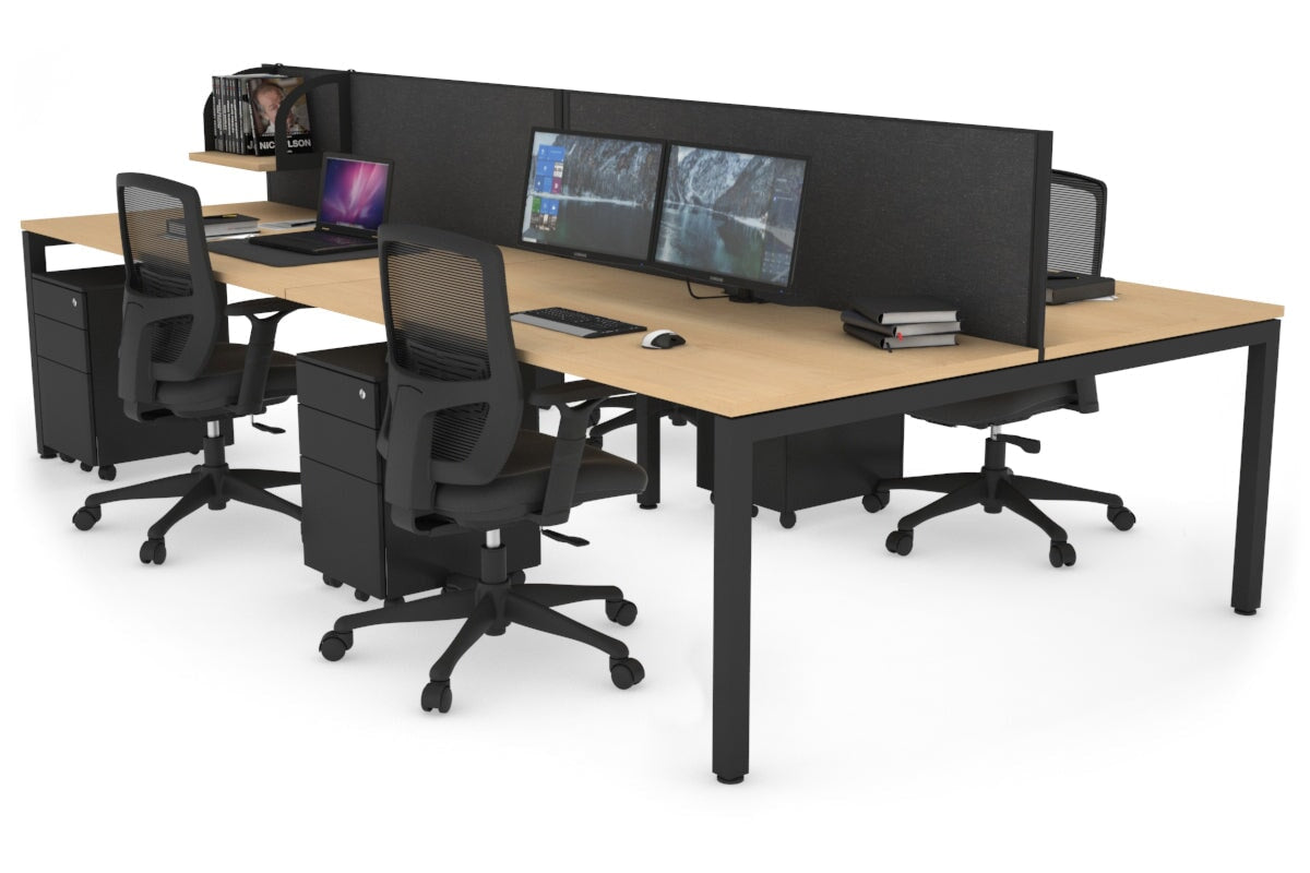 4-Person Office Workstation with Quadro Square Legs - 1800L x 800W Desk with Cable Management Scallop | Perfect for Collaborative Workspaces & Open Office Environments