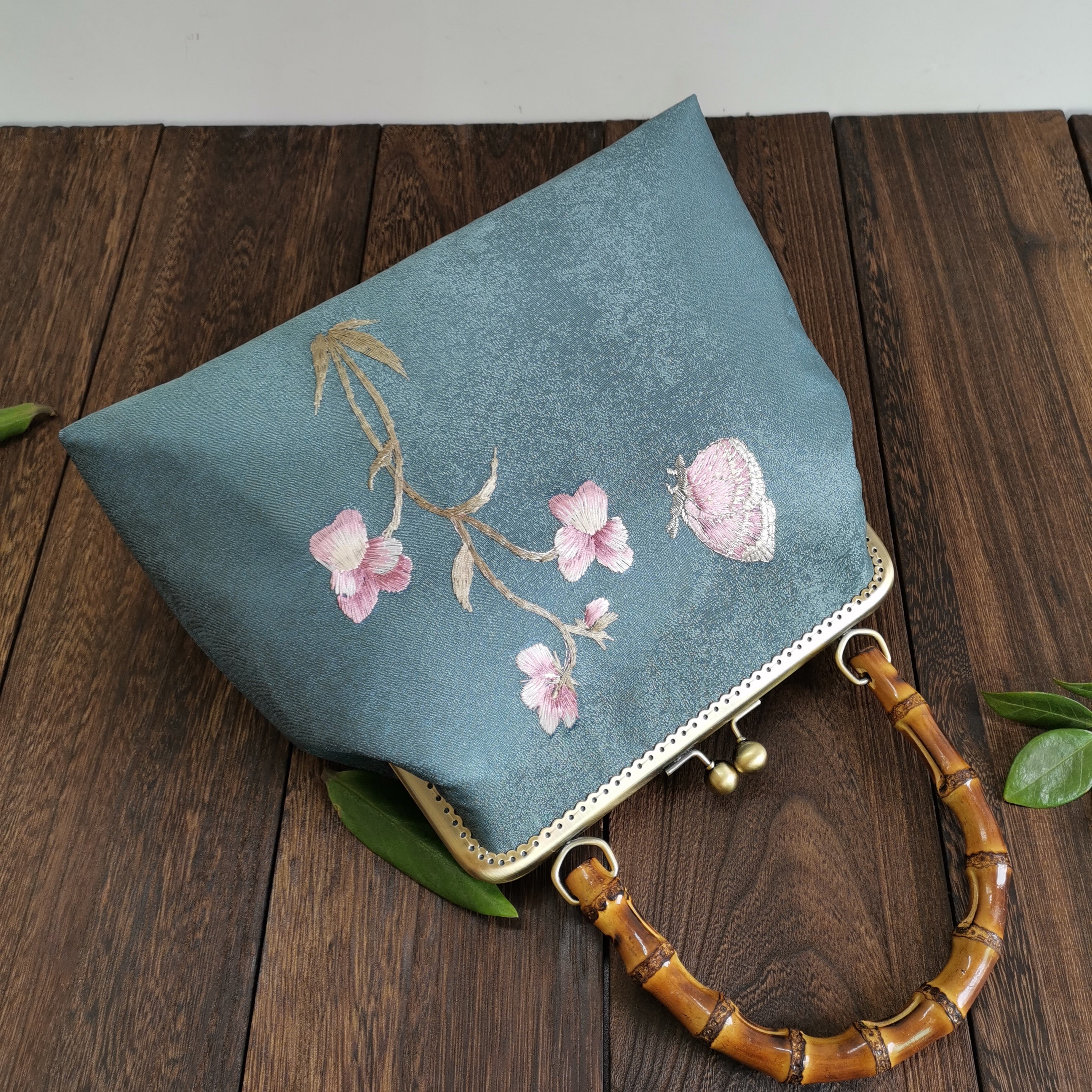 Handmade Blue Embroidered Chain Strap Top Handle Bag for Women | Boho Crossbody Purse | Fashion Shoulder Bag for Casual Outings & Date Nights