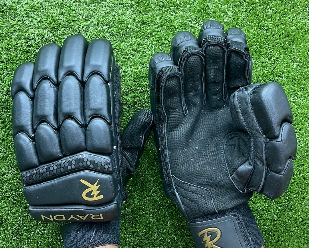 Raydn Players Pro Youth Cricket Batting Gloves with Pittard Leather - White, Navy Blue, Black - Perfect for Junior Cricket Matches & Training Sessions