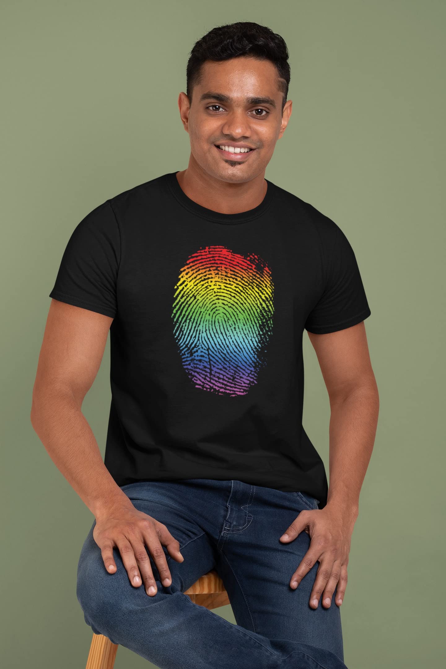 Old Glory LGBT Gay Pride Rainbow Thumbprint Black Youth T-Shirt - Youth Small | Support LGBTQ+ Equality | Perfect for Pride Parades & Youth Activism