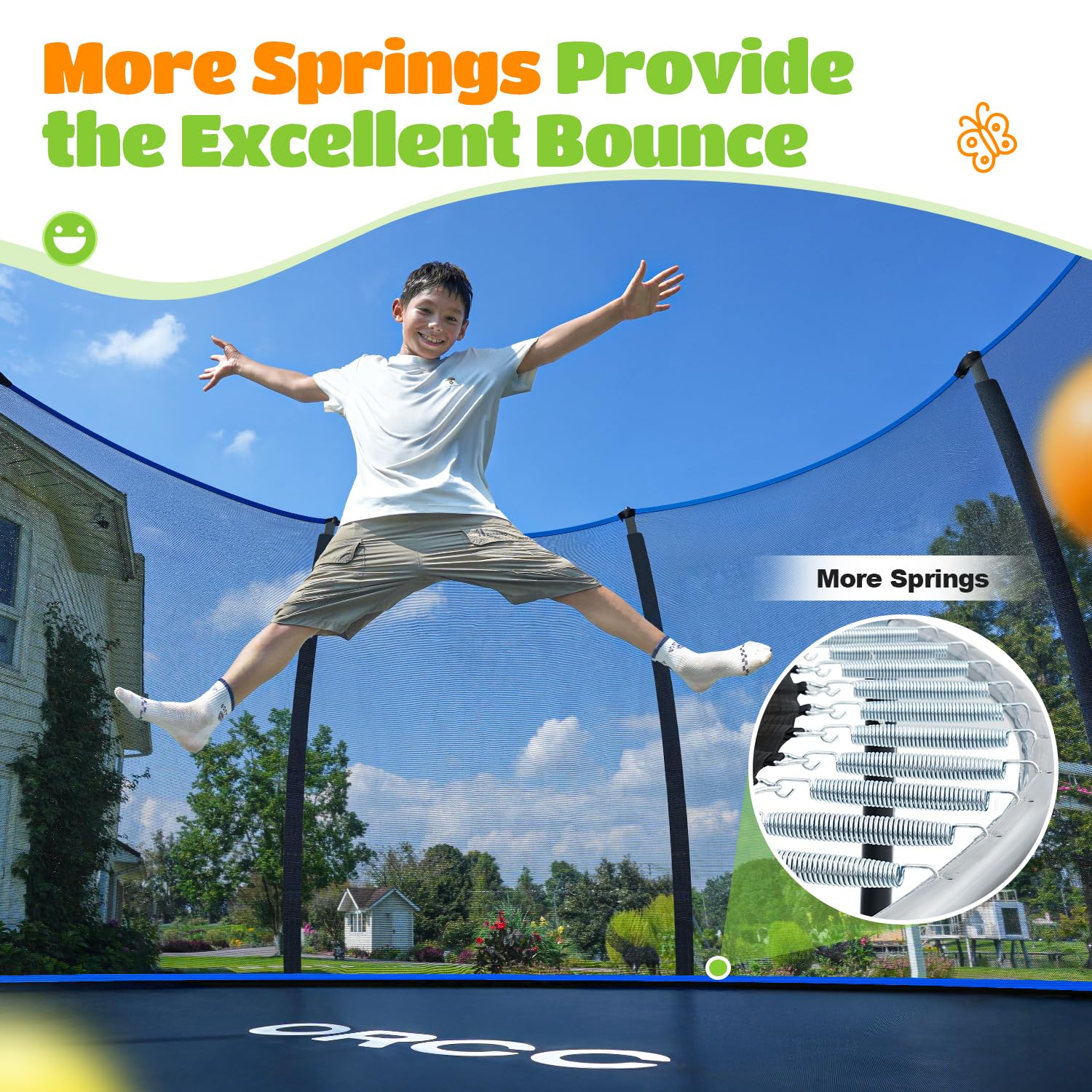 ORCC 1200LBS Weight Capacity Trampoline - 16FT 15FT 14FT 12FT 10FT 8FT Sizes - Heavy Duty Outdoor Yard Trampoline for Kids & Adults - Perfect for Backyard Fun, Exercise, and Family Recreation