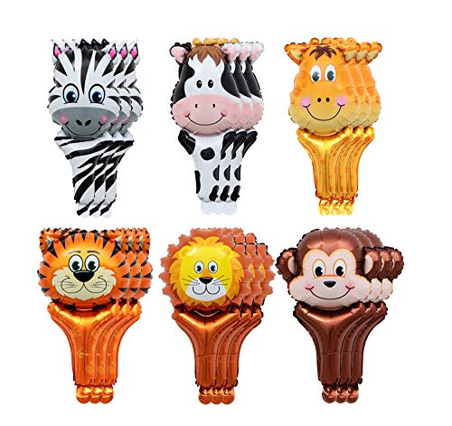 18 Pcs Jungle Safari Animal Balloons - Lion, Monkey, Tiger, Giraffe, Zebra, Cow Balloons for Birthday Party Decorations | Perfect for Kids' Parties, Baby Showers & Themed Events