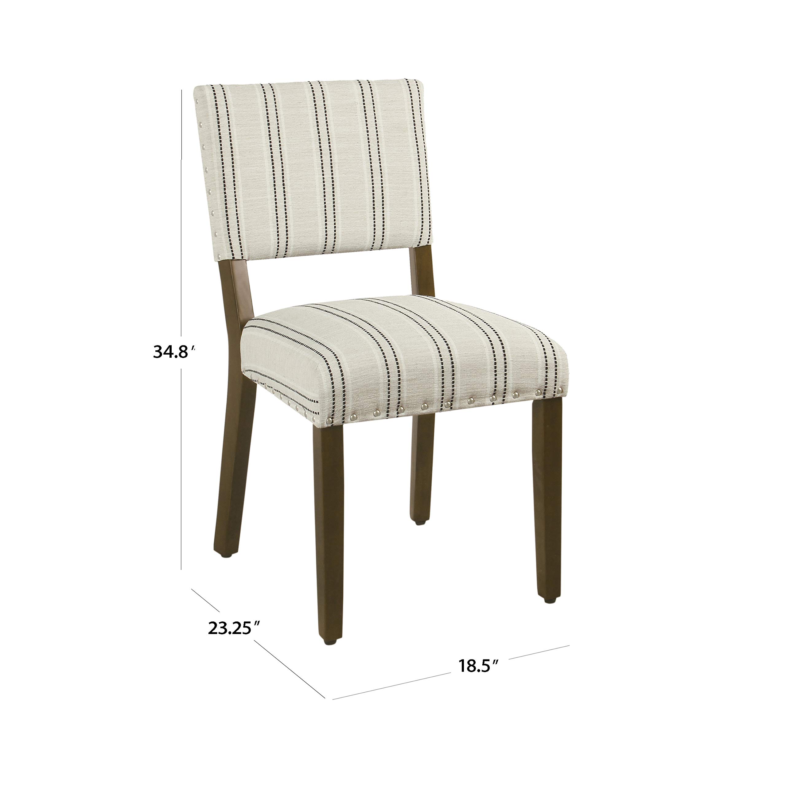 Homepop Upholstered Dining Chairs Set of 2 - Modern Black and White Striped Accent Chairs with Nailhead Trim | Elegant Kitchen & Dining Room Furniture for Home Decor | Perfect for Small Spaces, Breakfast Nooks & Farmhouse Style Interiors