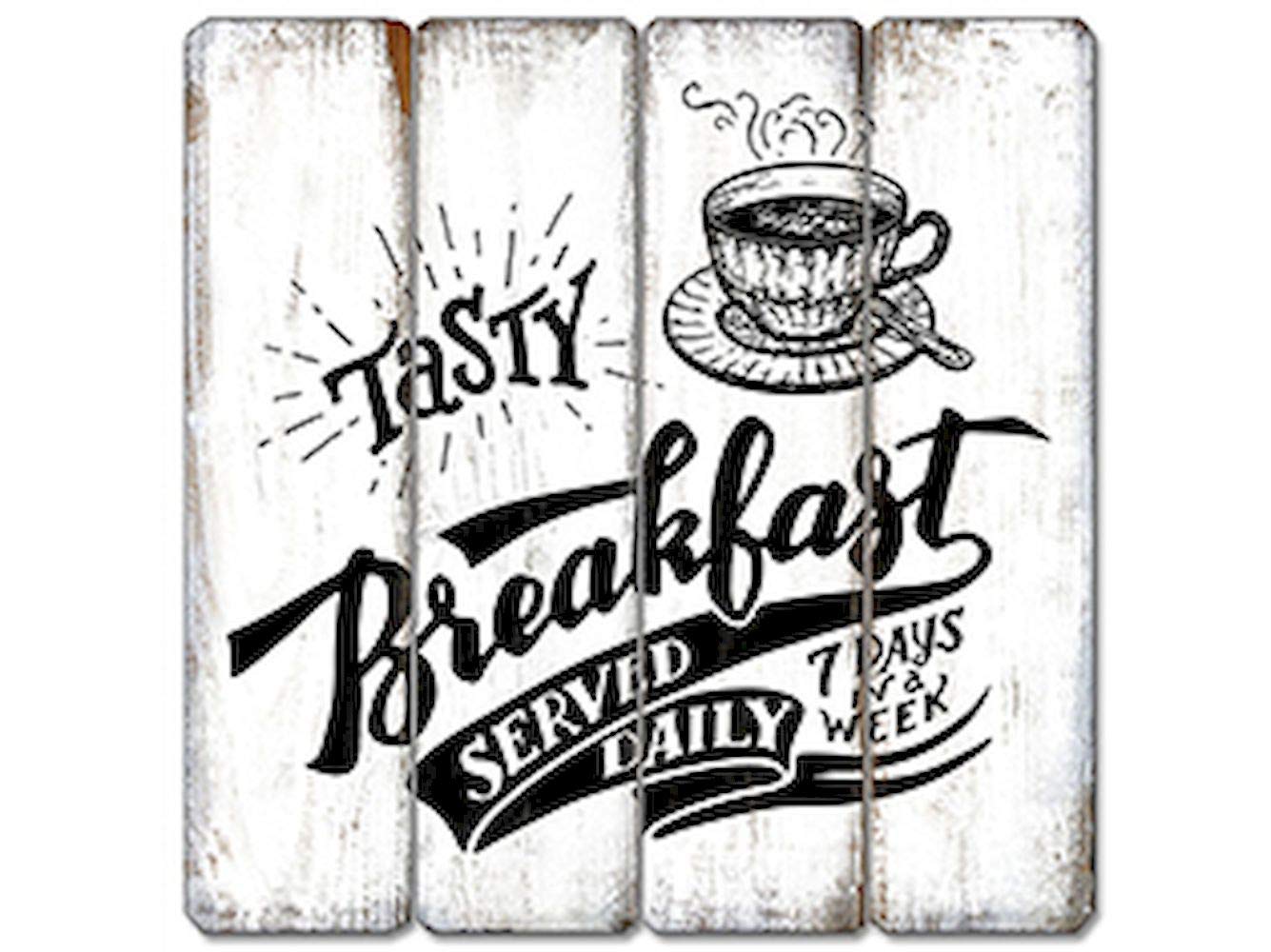 Rustic Wooden Breakfast Sign - Farmhouse Kitchen Decor for Coffee Bar, Dining Room & Home Wall Art
