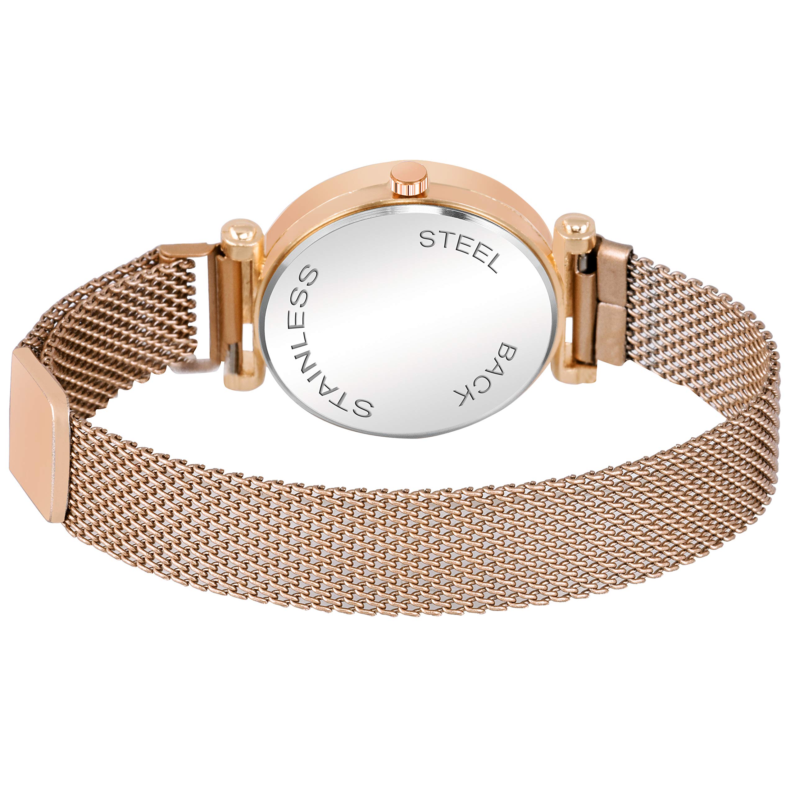 Elegant Analog Diamond Black Dial Magnetic Women's Watch with Gift Bracelet Set - Stylish Casual Watch for Women & Girls (2-Piece Combo) | Perfect for Everyday Wear, Office, Parties & Special Occasions