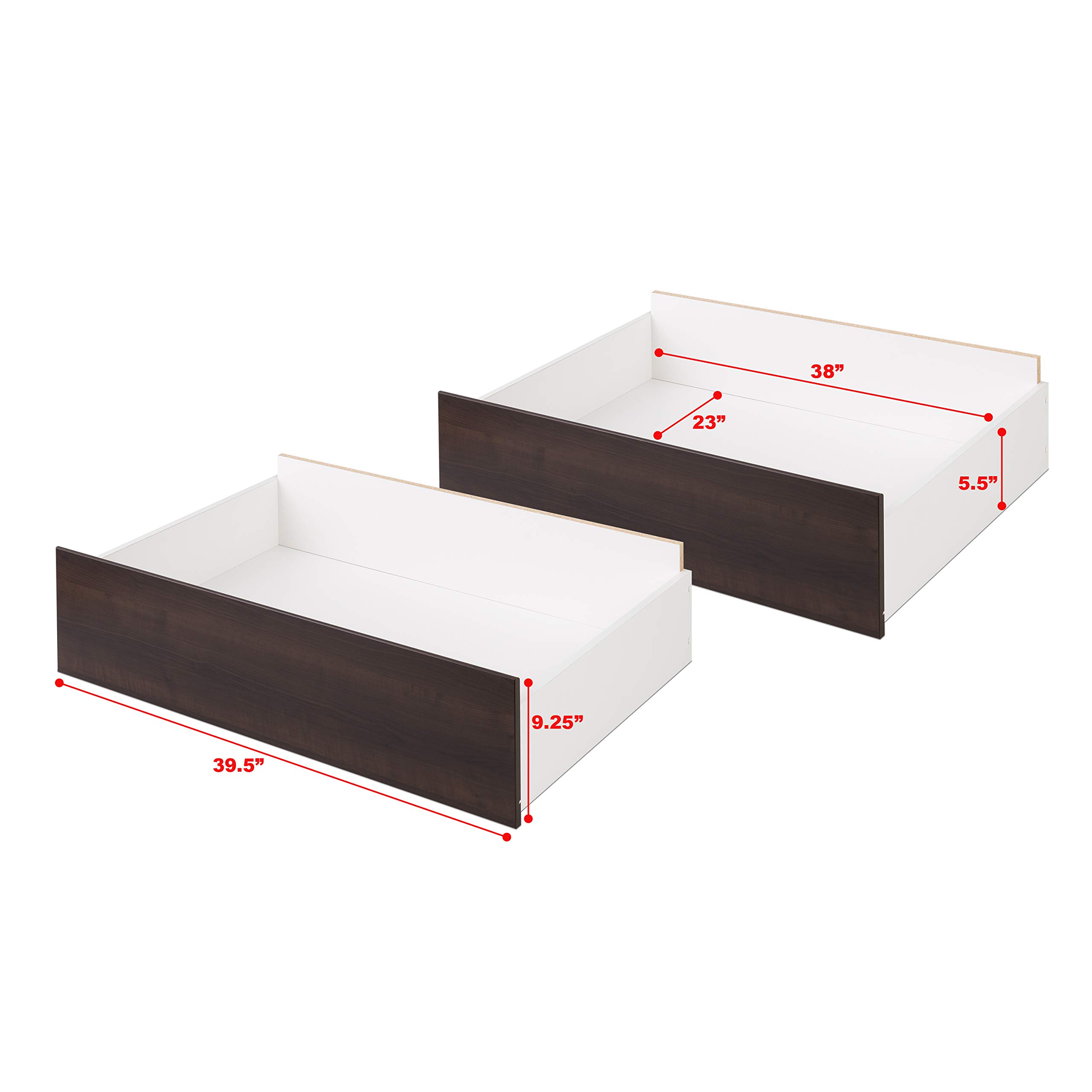 Prepac Select Rolling Storage Drawers for 4-Post Storage Bed - Set of 2 Underbed Drawers on Wheels 24.25