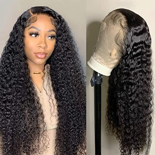 13X4 Curly Lace Front Wig Human Hair for Black Women - 150% Density Lace Frontal Wig with Pre-Plucked Hairline & Baby Hair, Natural Color 20 Inch - Perfect for Daily Wear, Parties & Special Occasions