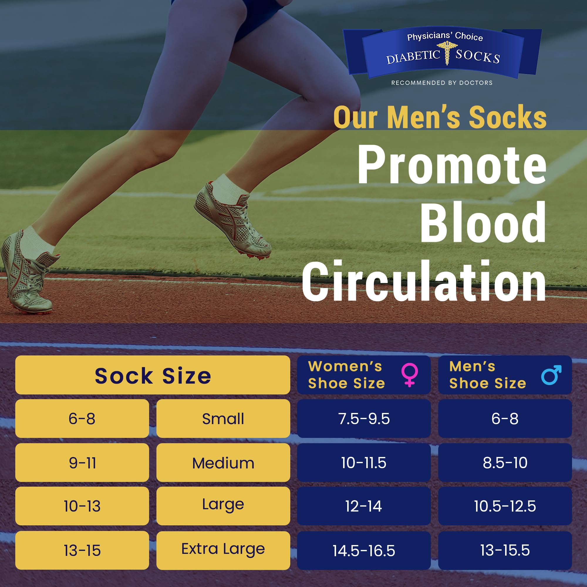 Physicians Choice Diabetic Socks - Unisex Low Cut Socks for Men & Women with Diabetes - Comfortable Non-Binding Footwear for Daily Wear & Diabetic Care