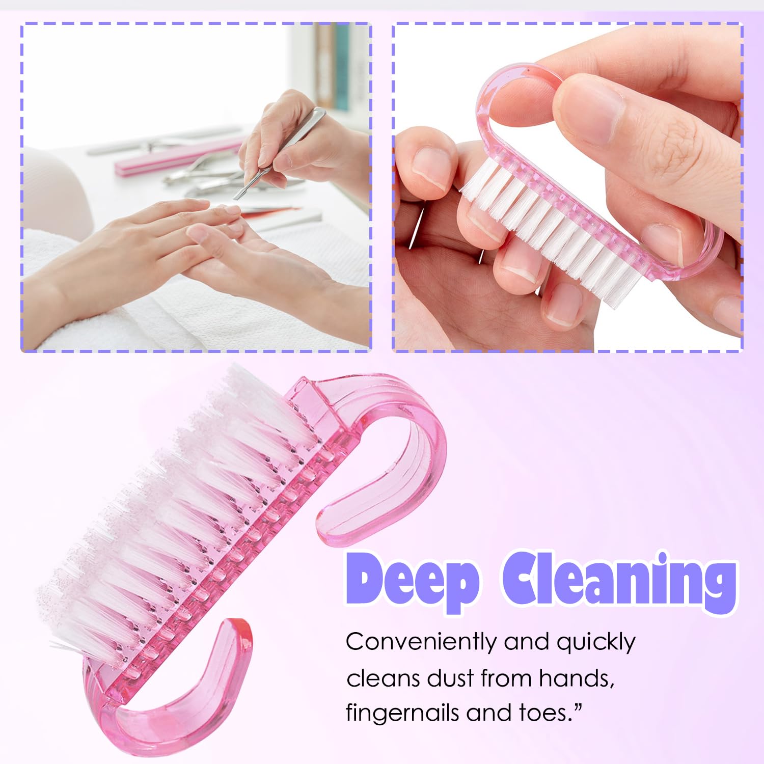 24Pcs Nail Brush Set - Soft Bristle Cleaning Brush with Ergonomic Plastic Handle for Manicure & Pedicure | Perfect for Salon, Home Nail Care & Toe Cleaning | Exfoliating Scrubber for Hands & Feet
