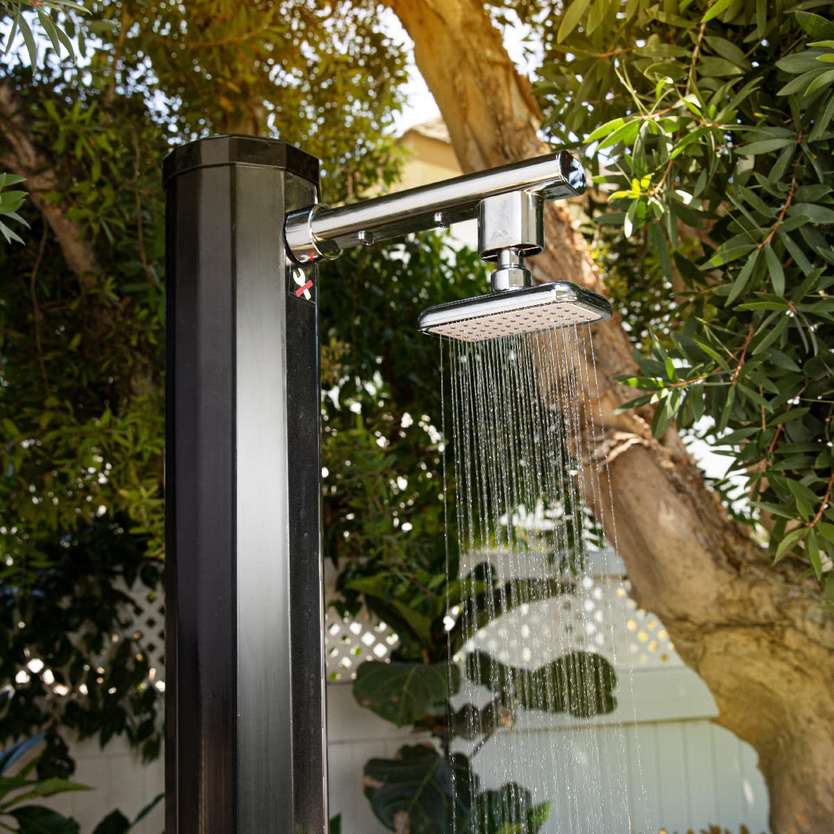 XtremepowerUS 10 Gallon Solar Heated Outdoor Shower - Portable 2-Section Black Shower with Adjustable Head for Backyard, Poolside, Beach & Spa - Easy Installation & Eco-Friendly Water Heating - Perfect for Camping, RV Trips & Post-Swim Rinsing