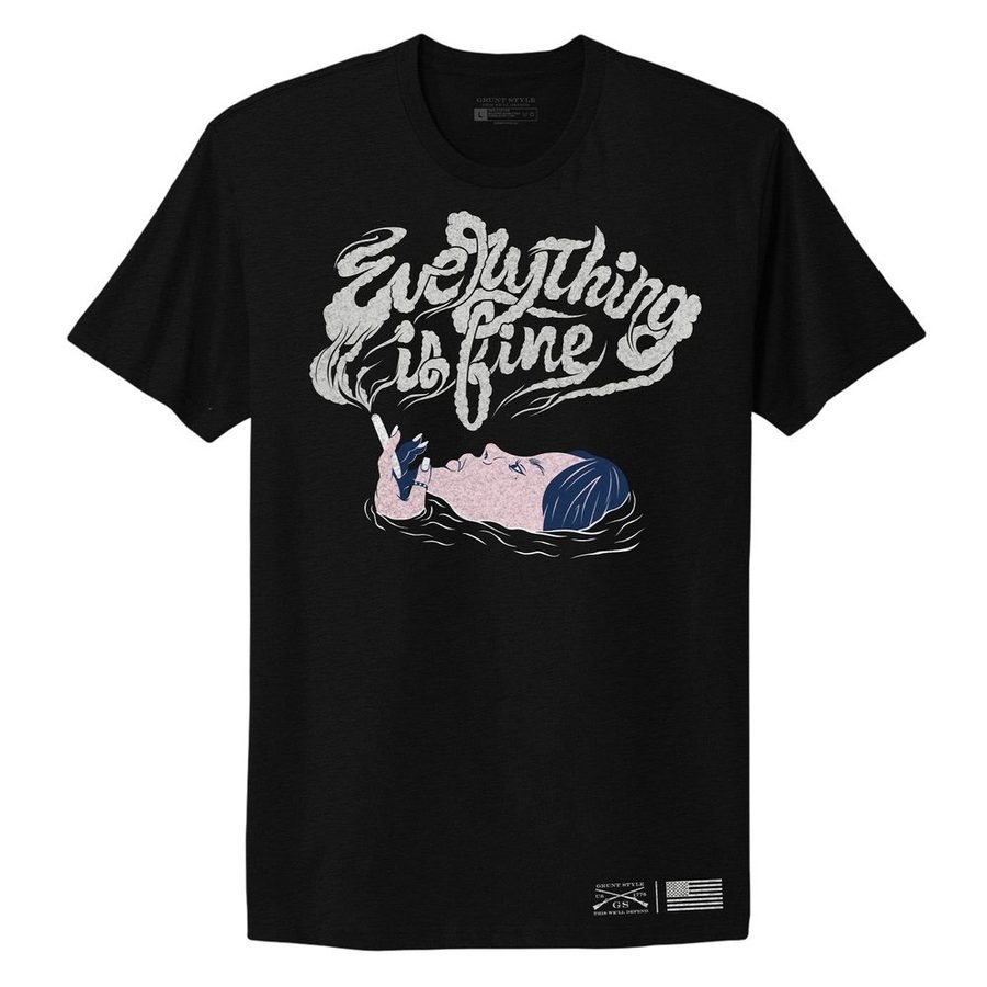 Women's Everything Is Fine Boyfriend Fit T-Shirt - Black | Casual Comfort Tee for Everyday Wear, Lounge & Outings