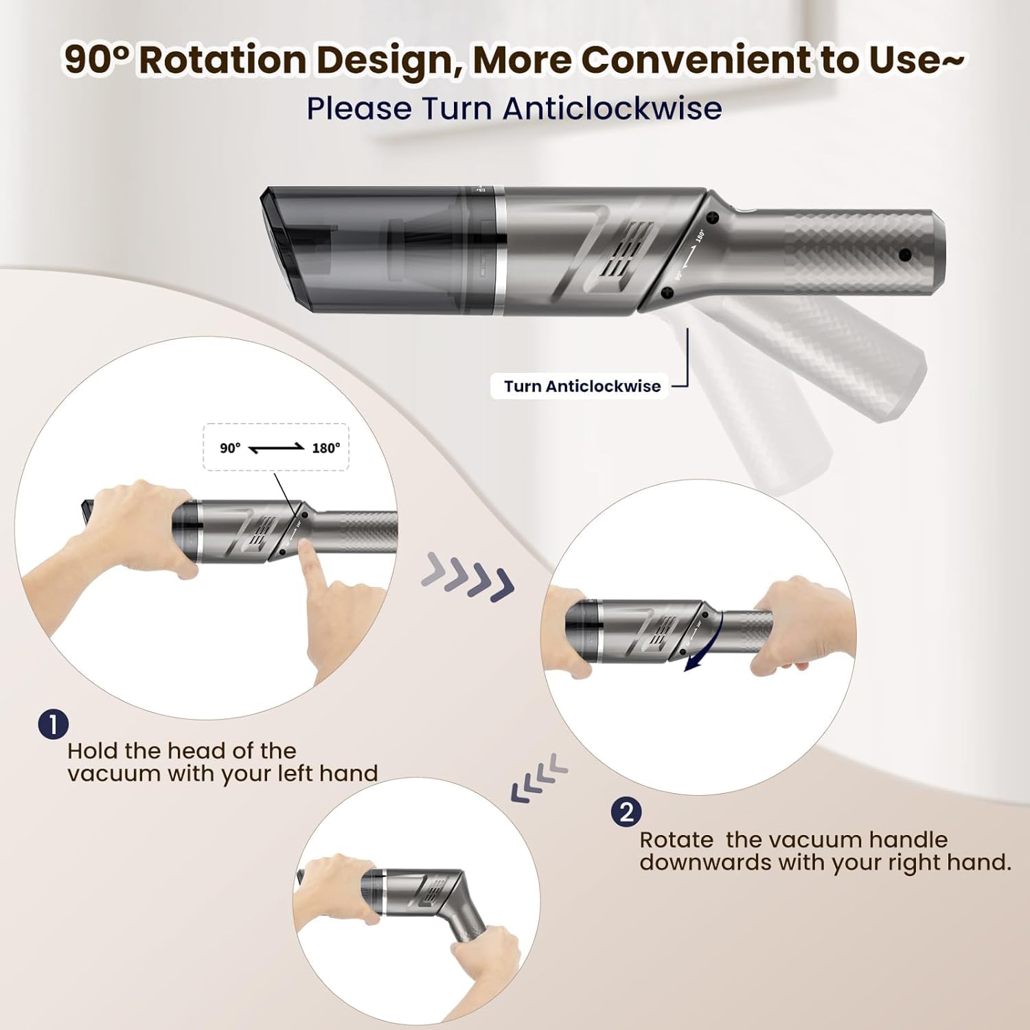 Cordless Handheld Car Vacuum Cleaner 120W - Portable for Home, Car & Office