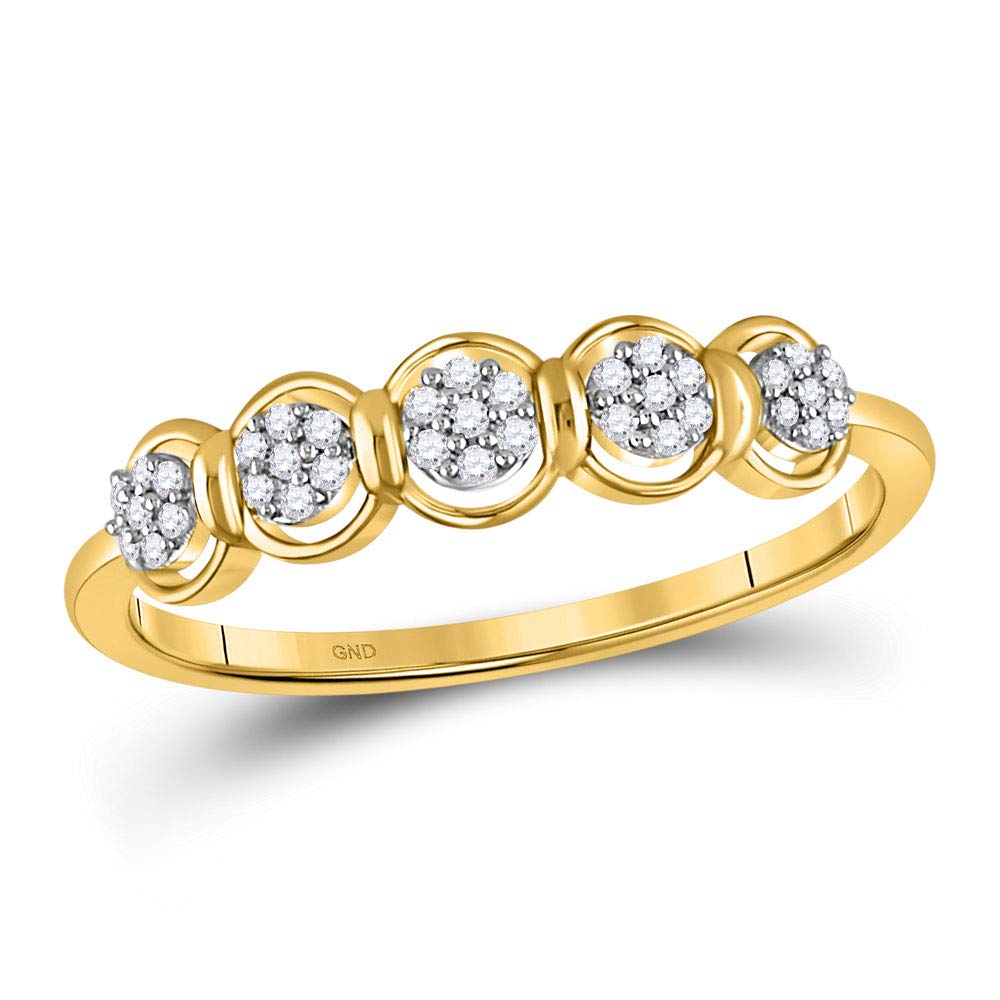 10kt Yellow Gold Women's Round Diamond Cluster Ring - 1/10 Cttw Diamond Engagement Ring, Wedding Band, Anniversary Gift for Her