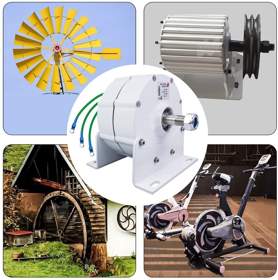 400W 12V-48V Gearless 3 Phase AC Permanent Magnet Wind Turbine Generator - 400RPM High Efficiency Vertical/Horizontal Windmill Power Generator with Mounting Base (White) - Perfect for Home, Farm, RV & Off-Grid Renewable Energy Systems