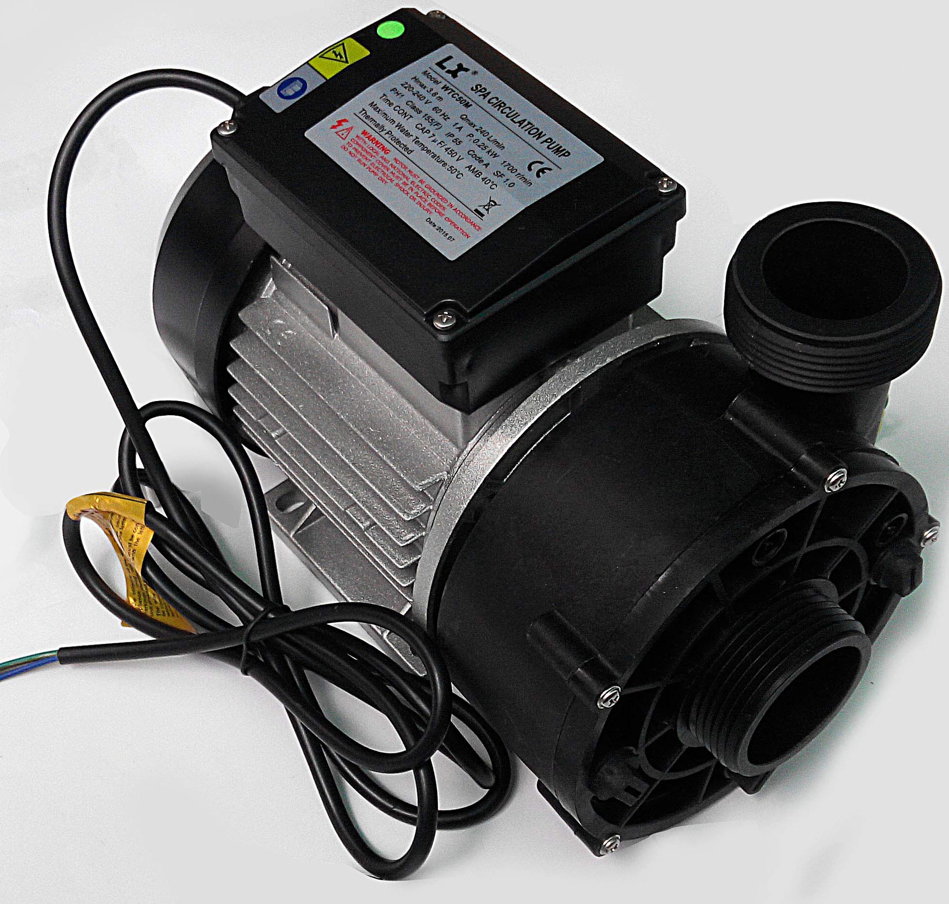 220V 60Hz 250W SPA Tub and Swim Spa Circulation Water Pump - 0.35HP Center Suction Getaway Filter Pump for Hot Tubs, Jacuzzis and Pool Water Filtration Systems