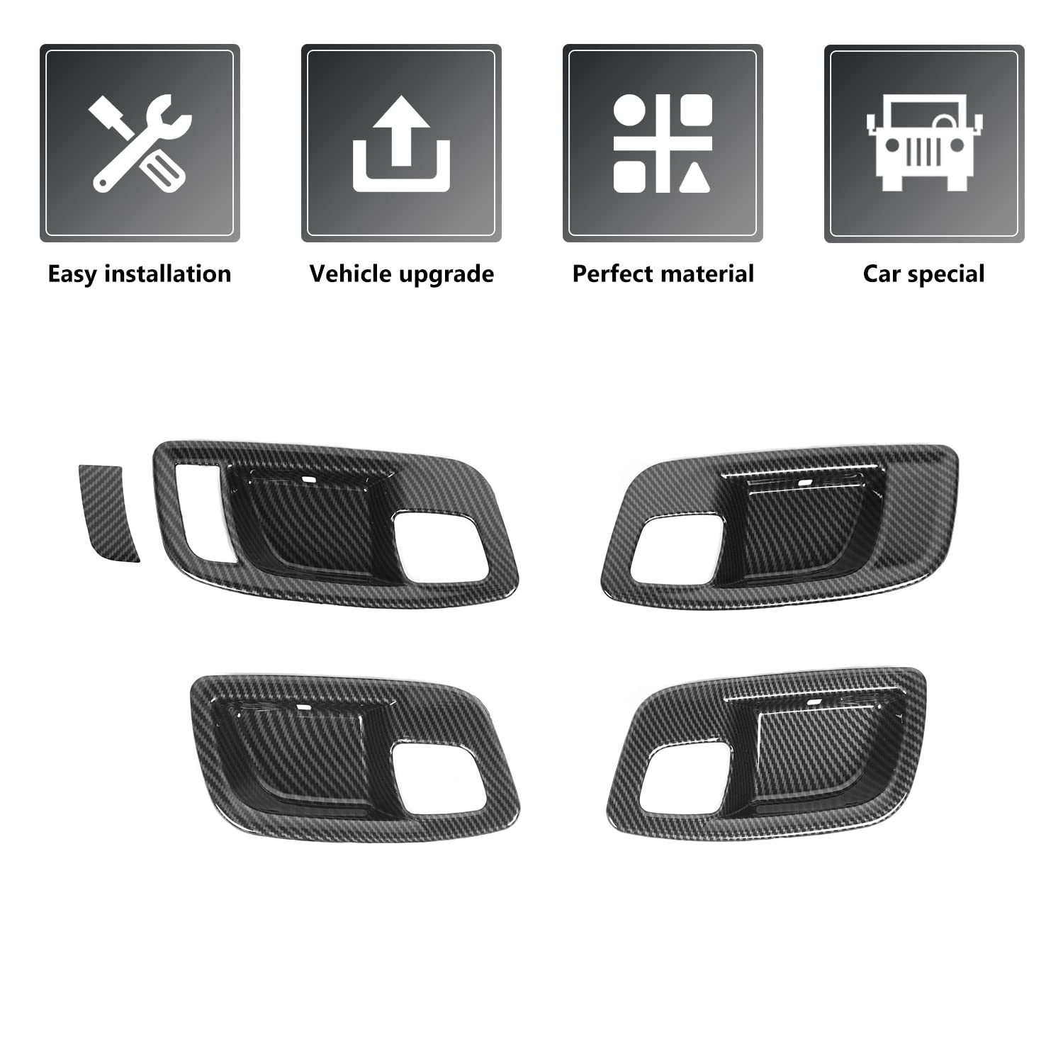 Carbon Fiber Inner Door Handle Bowl Cover for Dodge Charger 2011-2022 & Chrysler 300 - Premium Interior Accessories for Car Door Handle Protection and Style Upgrade - Perfect for Daily Driving and Car Show Enhancement