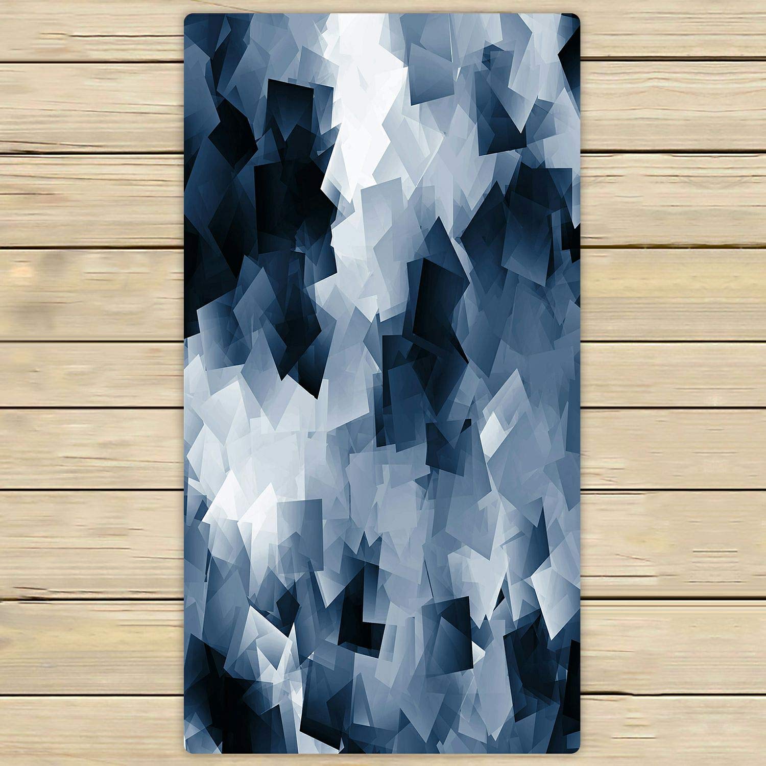 Premium White and Blue Cubes Beach Towel - 30x56 Inch Large Soft Absorbent Quick-Dry Bath Pool Sport Travel Hand Spa Towel for Swimming, Yoga, Gym, Picnic and Vacation