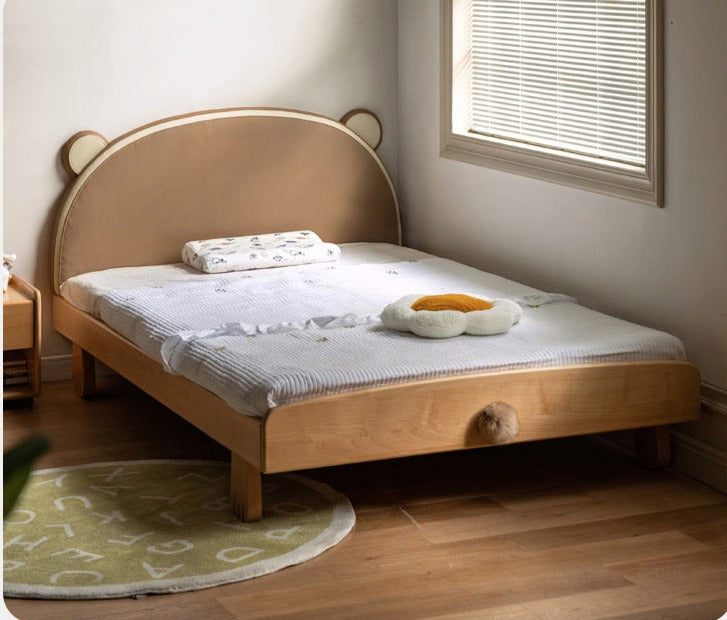 Solid Wood Bear Box Bed - Handcrafted from Premium Beech & Oak - Durable & Stylish Storage Solution for Kids' Rooms, Nurseries, and Cabin Decor
