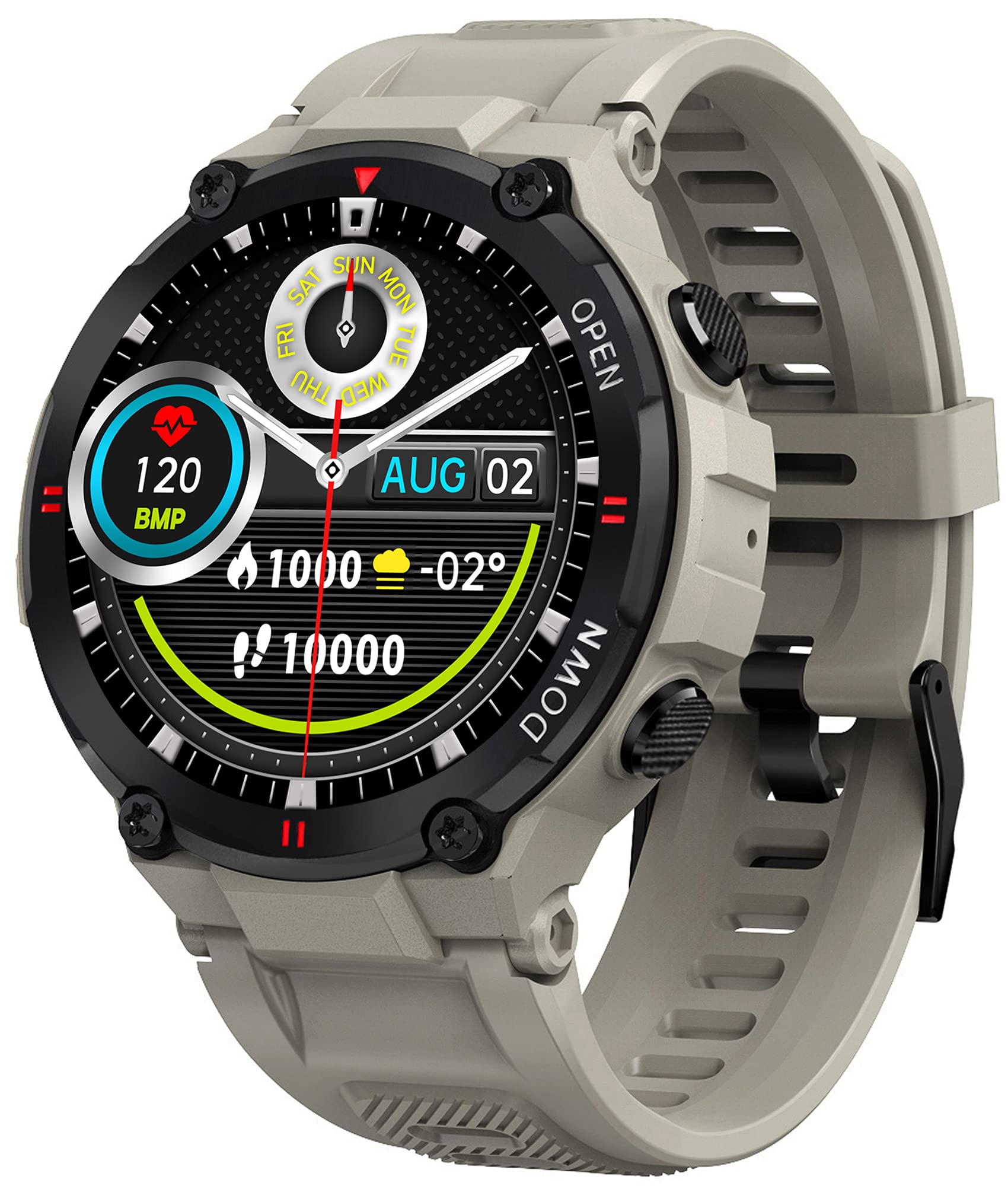 Men's Smart Watch - Waterproof Fitness Tracker with Heart Rate Monitor for Outdoor Sports & Military Use