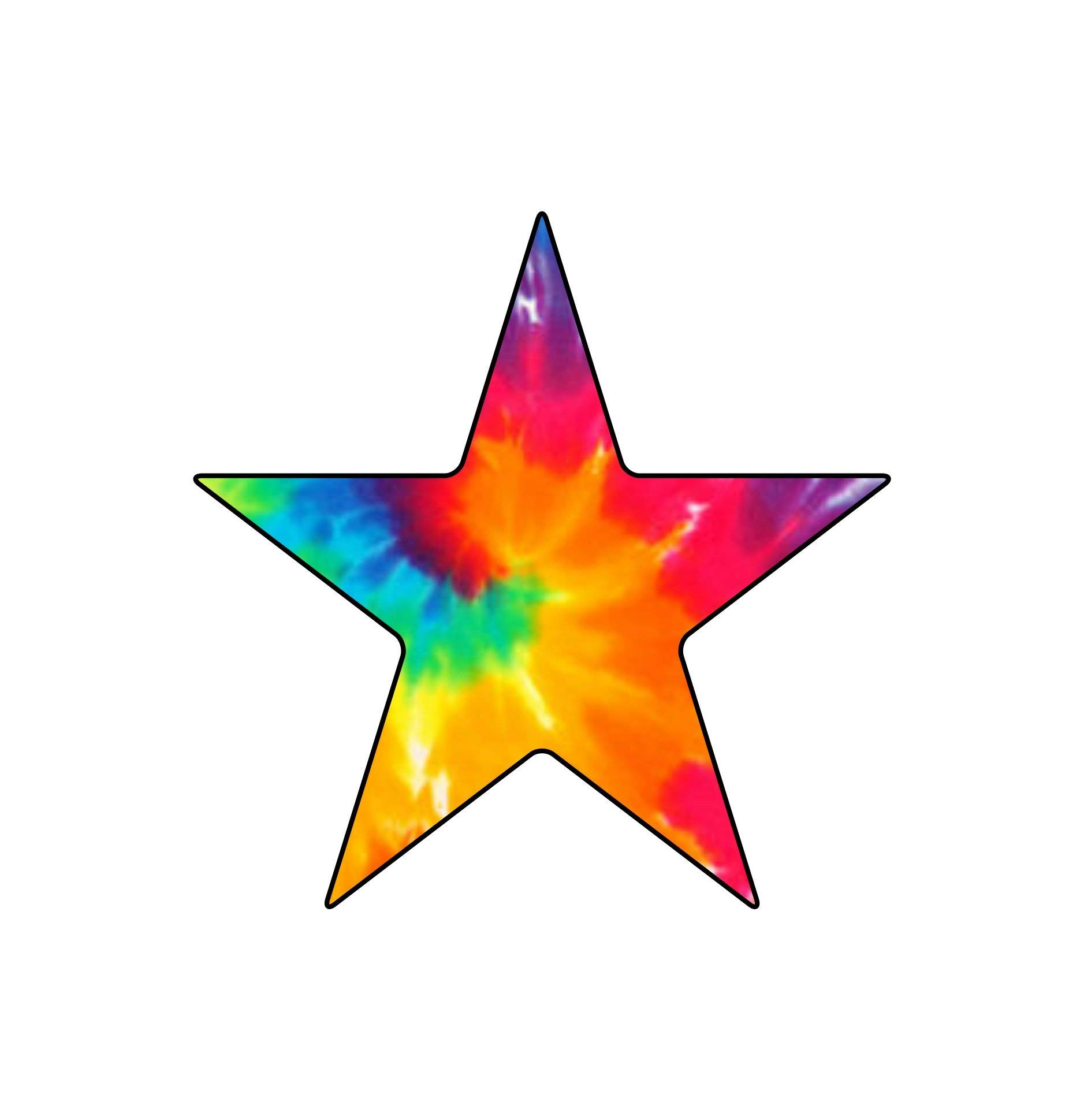 Star Rainbow Tie Dye Car Stickers - Waterproof Vinyl Decals for Car Body, Bumper, Door & Window - 5