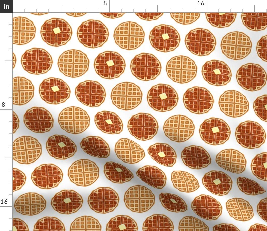 Waffle Breakfast Food Junk Printed Petal Signature Cotton Fabric - Fat Quarter for Sewing, Quilting, Apparel & DIY Crafts - Perfect for Kitchen Decor, Aprons & Home Textiles