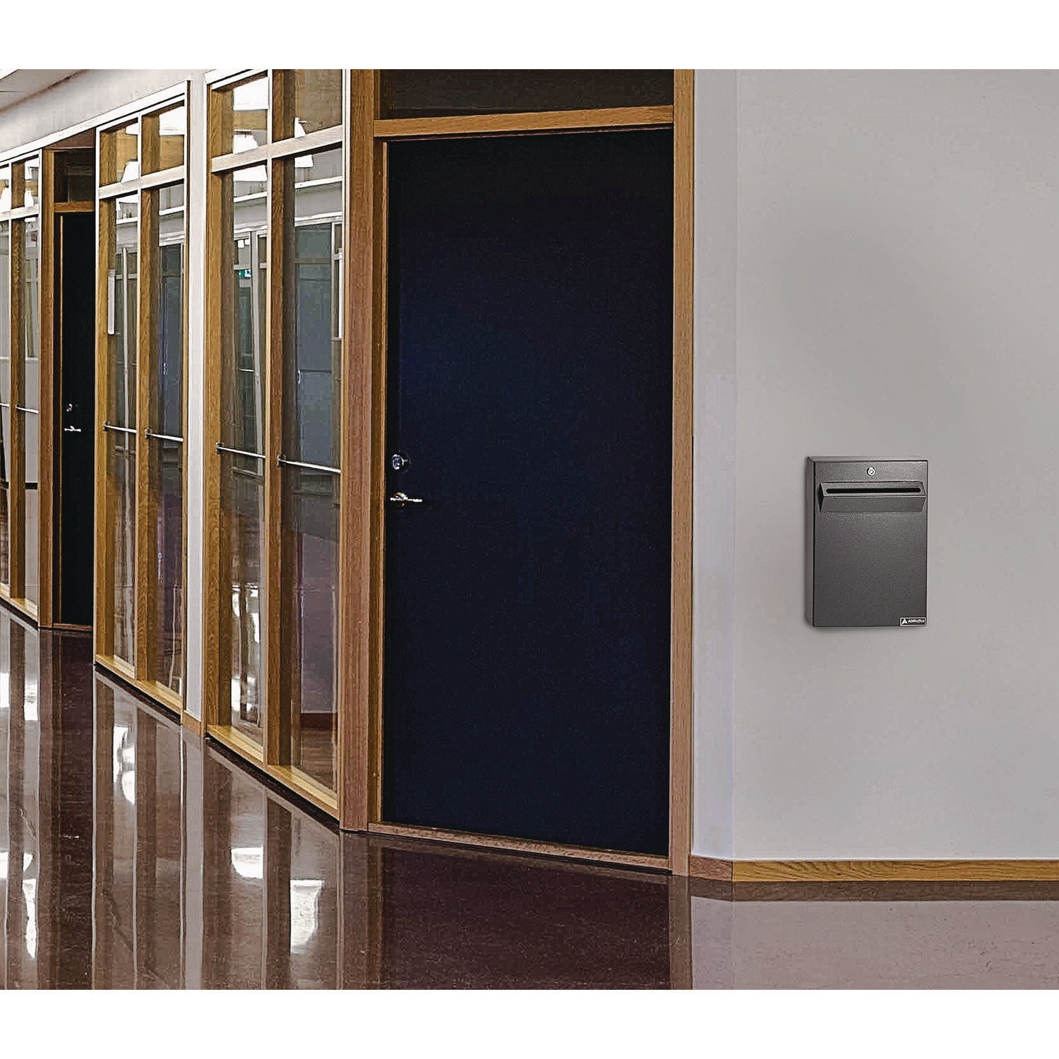 AdirOffice Large Wall Mounted Weatherproof Steel Secure Drop Box - 11 x 2.4 x 16 Inches, Black - Perfect for Mail, Package & Document Delivery for Homes, Offices & Apartments