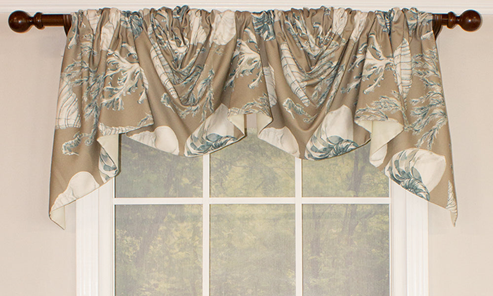 Deep Sea Toile Empire Valance - Elegant Window Valance for Coastal & Nautical Home Decor - Perfect for Living Room, Bedroom, or Beach House