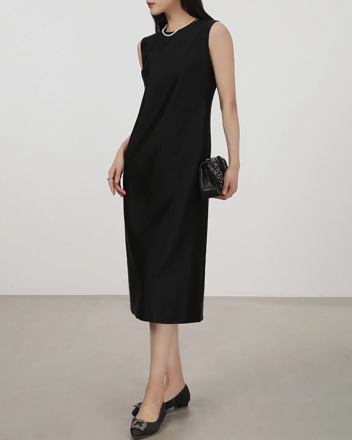 40 Momme Pure Silk Sleeveless Midi Dress for Women - Elegant Summer Wedding Guest Dress & Cocktail Party Attire