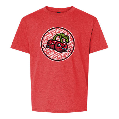 Youth Cherries Circle Logo Heather Red T-Shirt - Soft Cotton Tee for Casual Wear & Street Style