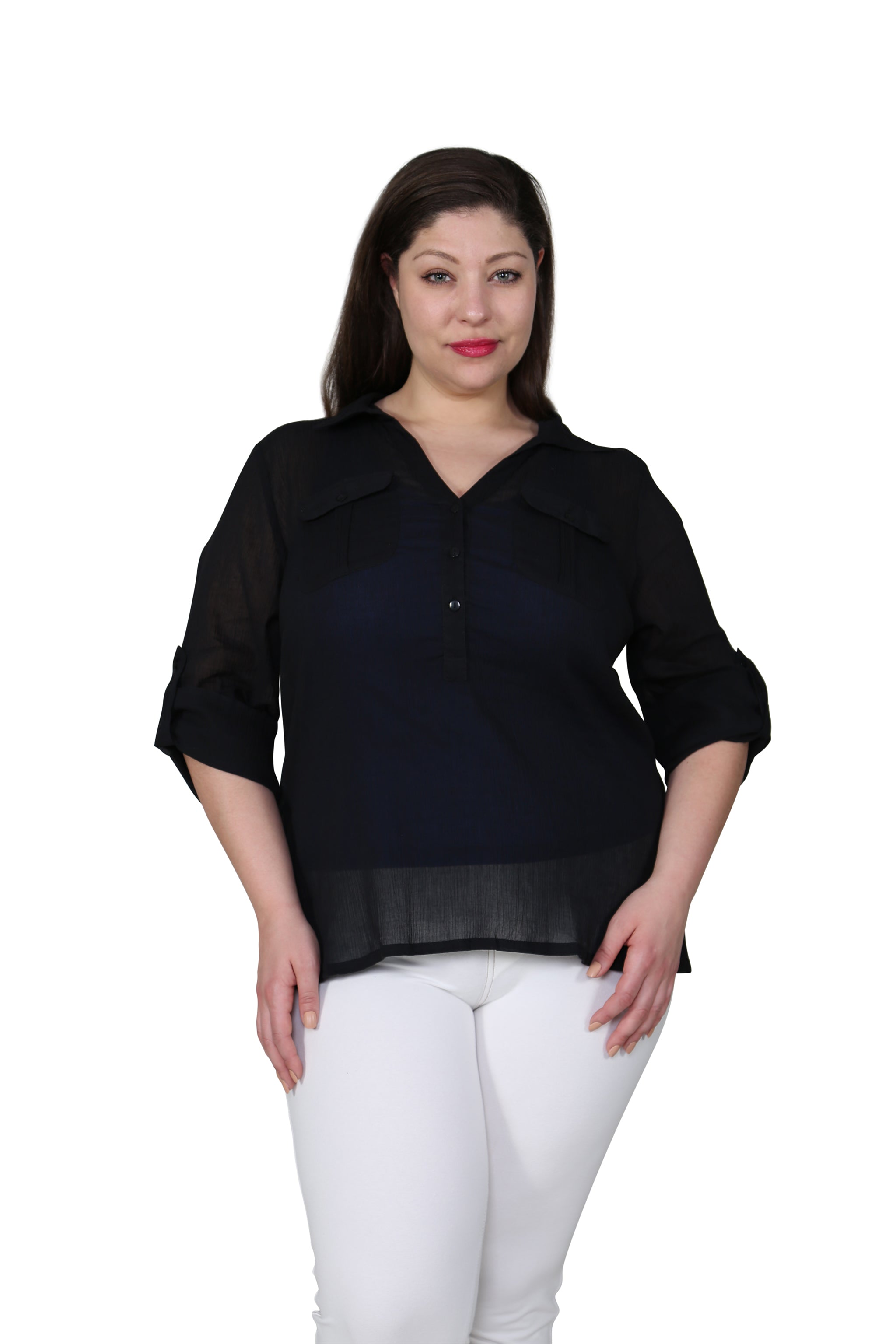 Plus Size Cotton Gauze Camp Shirt for Women - Breathable & Comfortable Summer Casual Wear - Perfect for Beach, Vacation, and Outdoor Activities