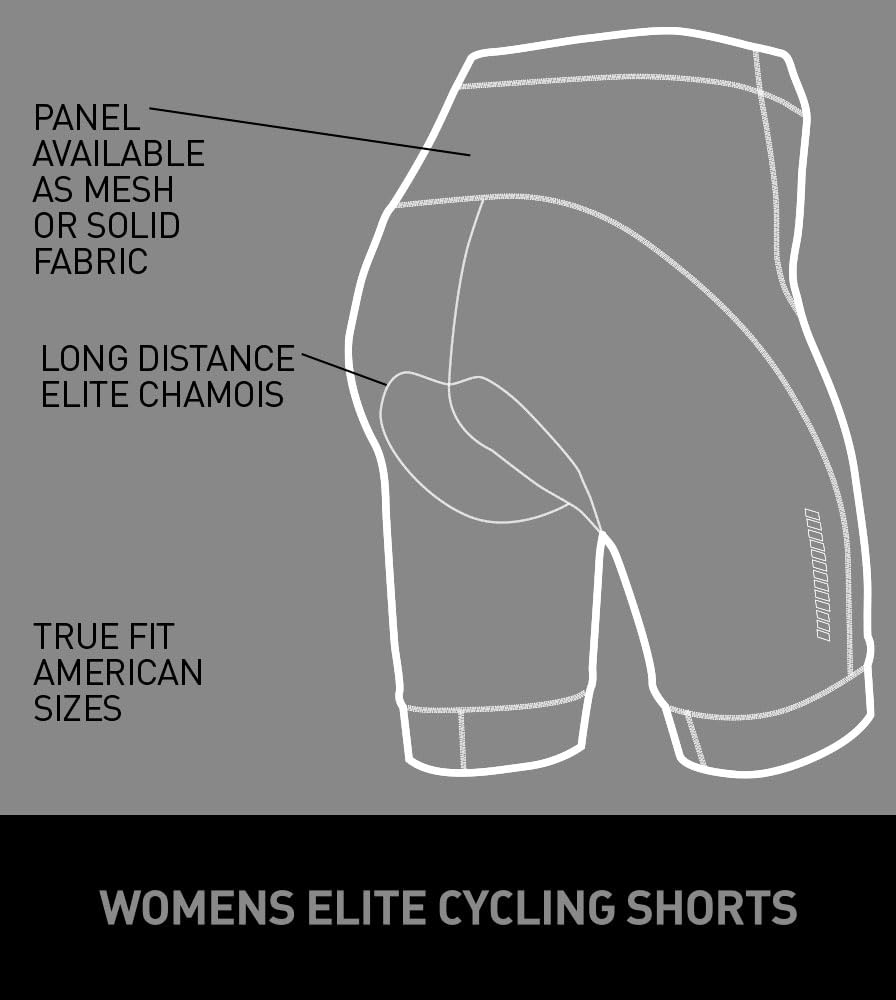 Women's Elite Padded Cycling Shorts - Premium Long Distance Biking Shorts for Women - High Performance Breathable Bike Shorts - Made in USA - Perfect for Road Cycling, Spinning Classes & Outdoor Workouts
