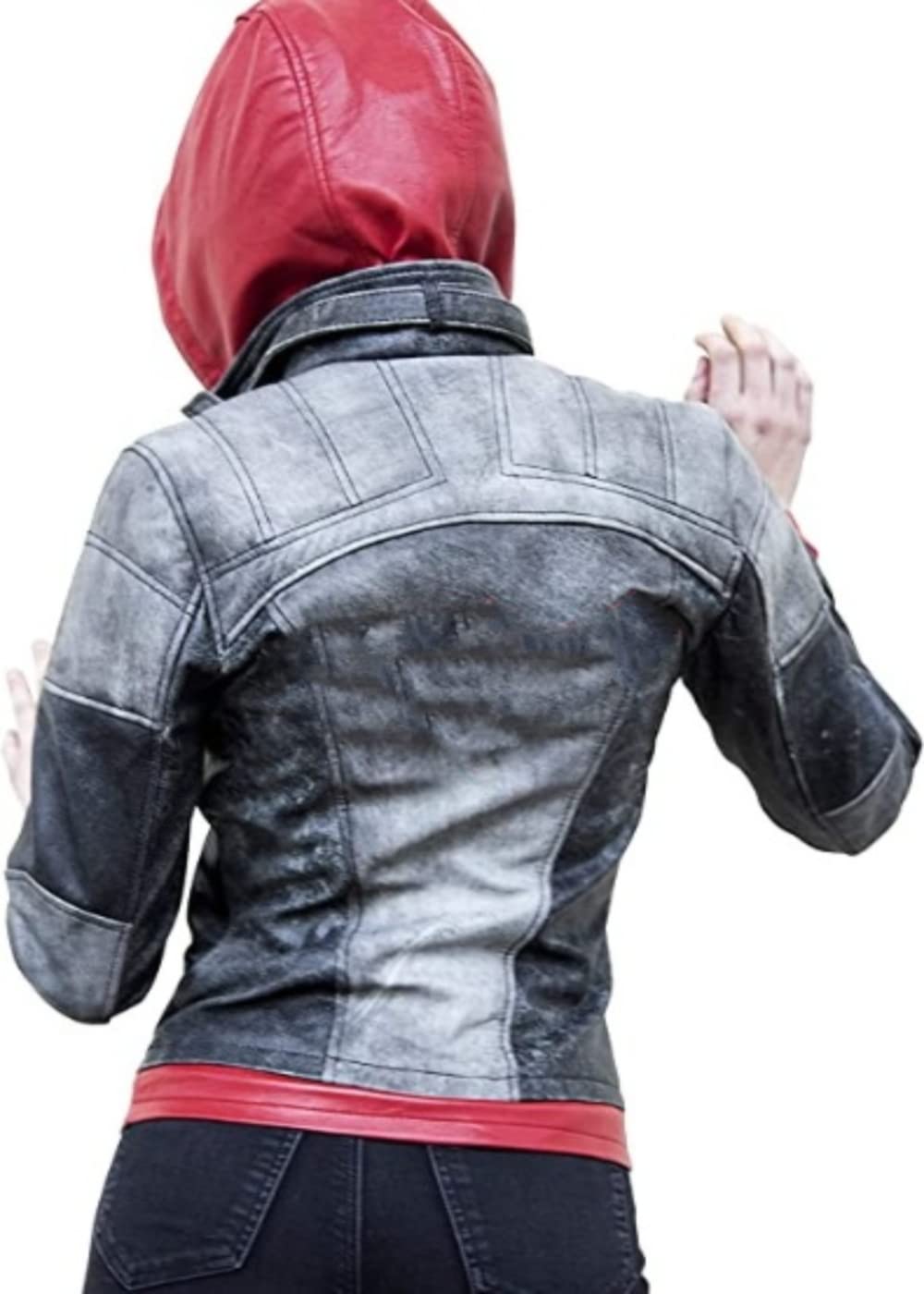Women's Red Hooded Goatskin Leather Jacket - Stylish & Durable Outerwear for Fall & Winter Fashion