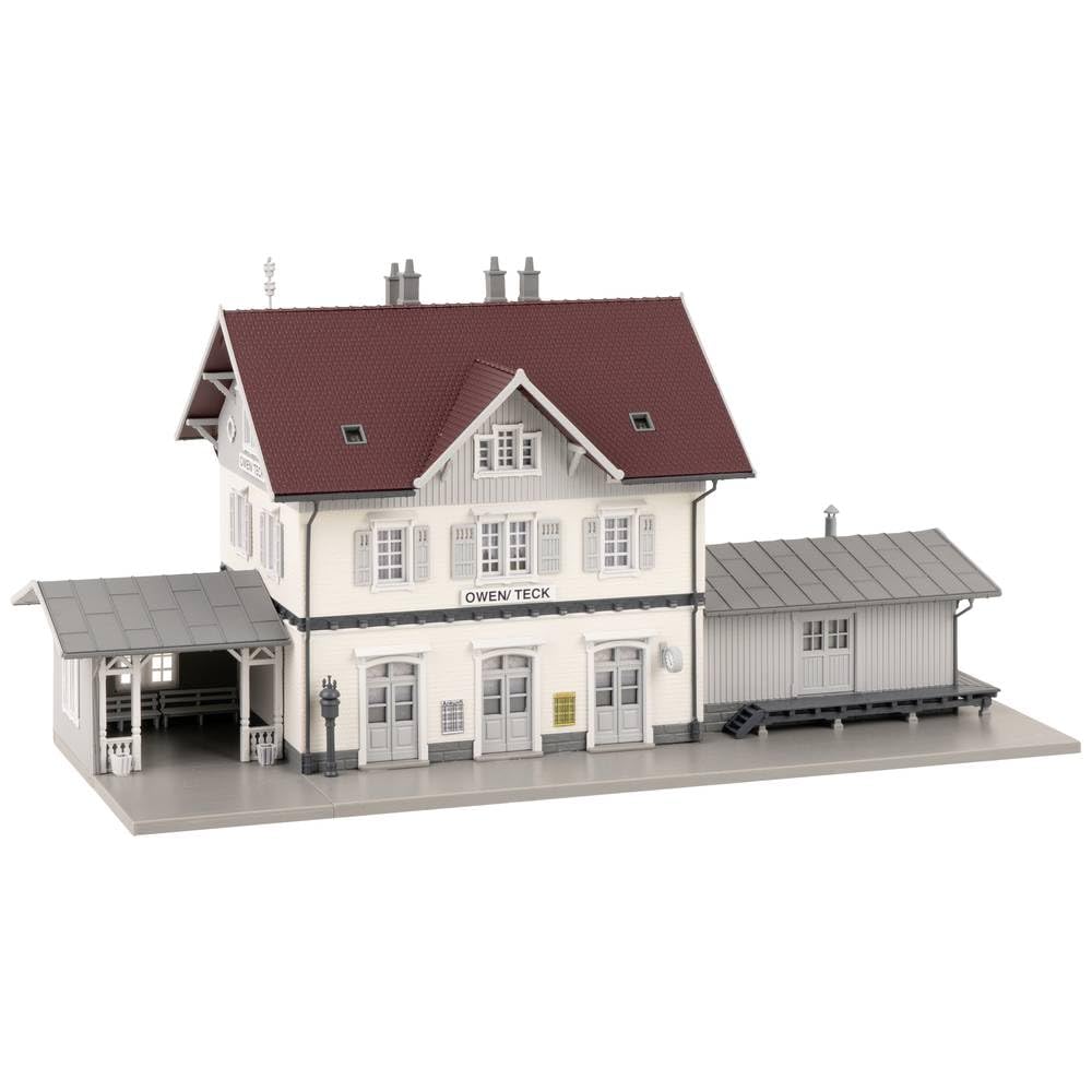 Faller HO Scale 1:87 Owen Train Station Model Kit - New 2021 | Realistic Miniature Building for Model Railroad Scenery & Train Layouts