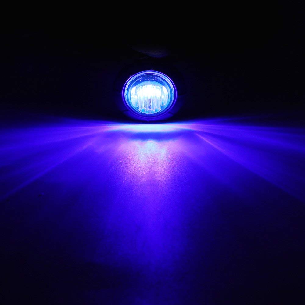 MADCATZ Meerkatt (Pack of 10) 3/4 Inch Mini Round Blue LED Side Marker Lights - Waterproof 12V DC Clearance Lamps for ATV, Truck, Trailer, Bus, Pickup - Perfect for Night Driving & Vehicle Safety Lighting