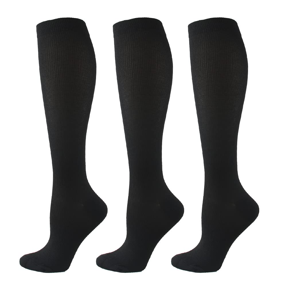 HYCOPROT 15-20 mmHg Compression Socks for Women & Men - 3 Pairs for Improved Circulation, Running, Nursing, Pregnancy & Travel - Perfect for Athletes, Nurses & Frequent Flyers