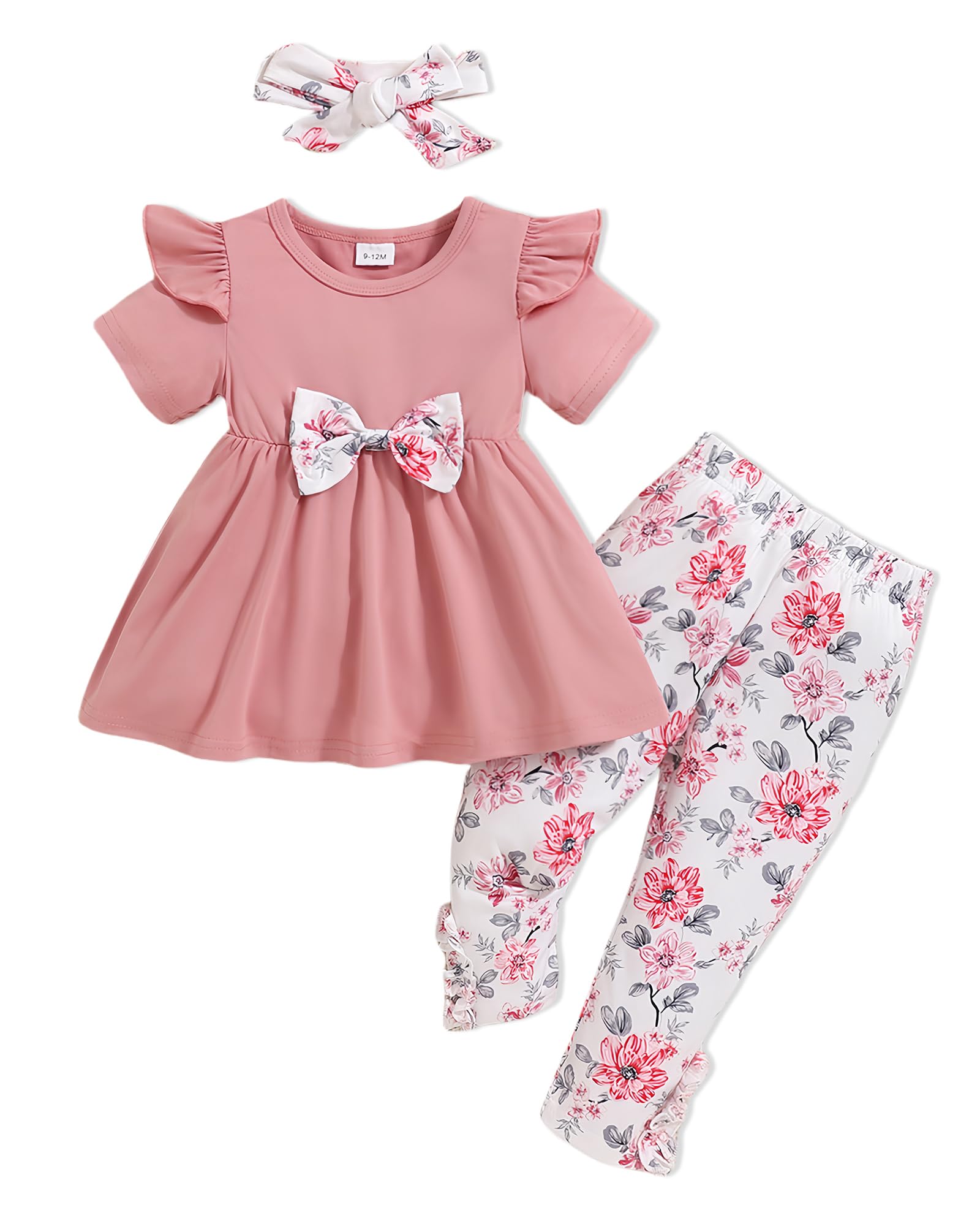 Adorable Toddler Baby Girl Outfits - Floral Ruffle T-Shirt & Pants Set for Summer & Spring | Cute Playtime & Photo Shoot Clothes