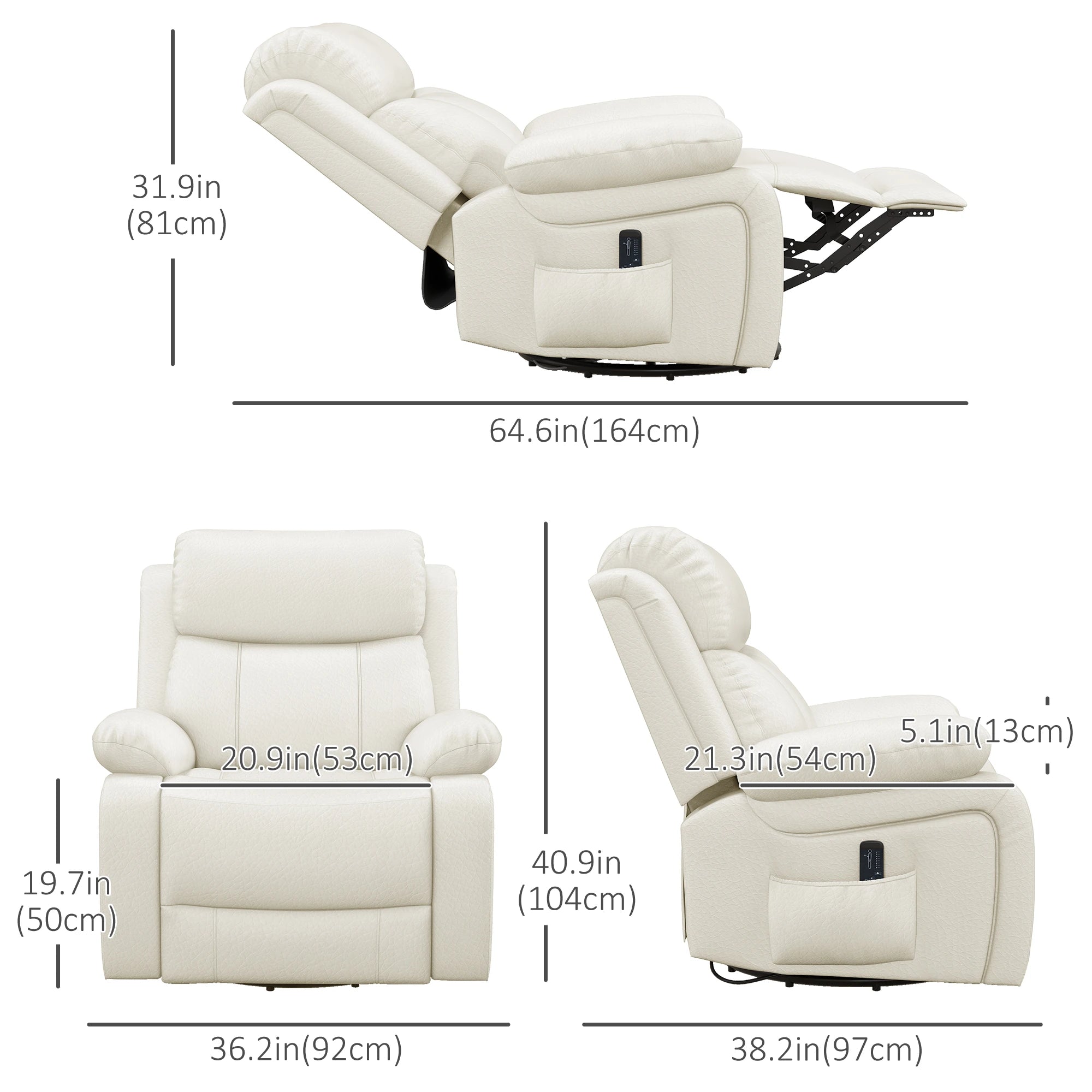 Premium Faux Leather Vibration Massage Reclining Swivel Chair - 3 Color Options for Home, Office & Gaming Relaxation