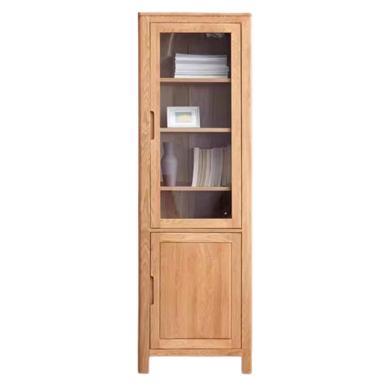 23.6x13.8x74.8 inch / 60x35x190 сm / Natural Wood Color / Narrow bookcase