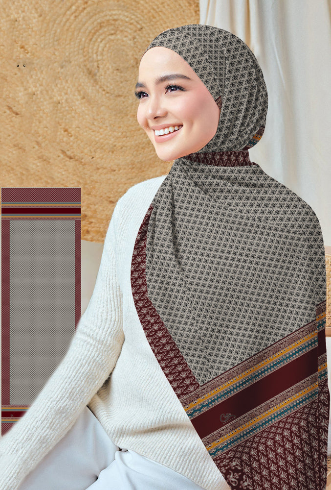 Bisan Geometric Print Hijab Scarf - Stylish Muslim Head Covering for Women - Perfect for Daily Wear, Prayer & Special Occasions