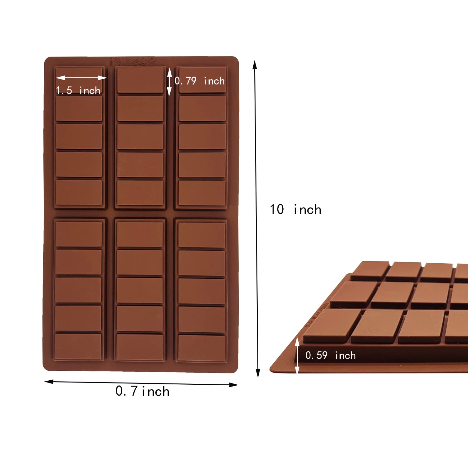 2 Pcs Silicone Wax Melt Molds - Rectangle Chocolate Bar Molds for DIY Candles, Soap Making & Baking - Perfect for Home, Gifts & Party Decorations