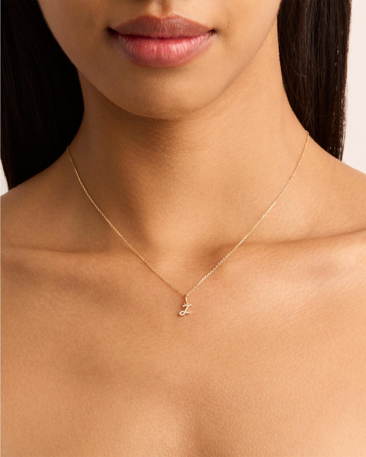 14K Solid Gold Forever Love Diamond Letter Necklace Pendant - Personalized Initial Jewelry Gift for Women, Anniversary, Valentine's Day & Special Occasions