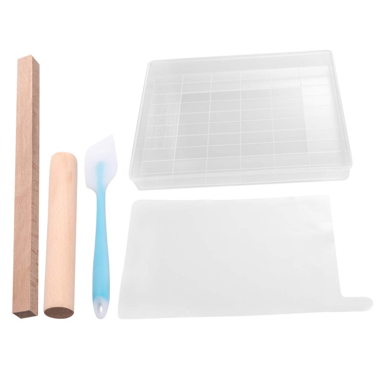 Yardwe 5-Piece DIY Nougat Mold Tool Set - Nonstick Silicone Tray, Rolling Pin & Large Scraper for Candy Making, Chocolate, Baking - Perfect for Home Kitchen & Professional Confectionery Use