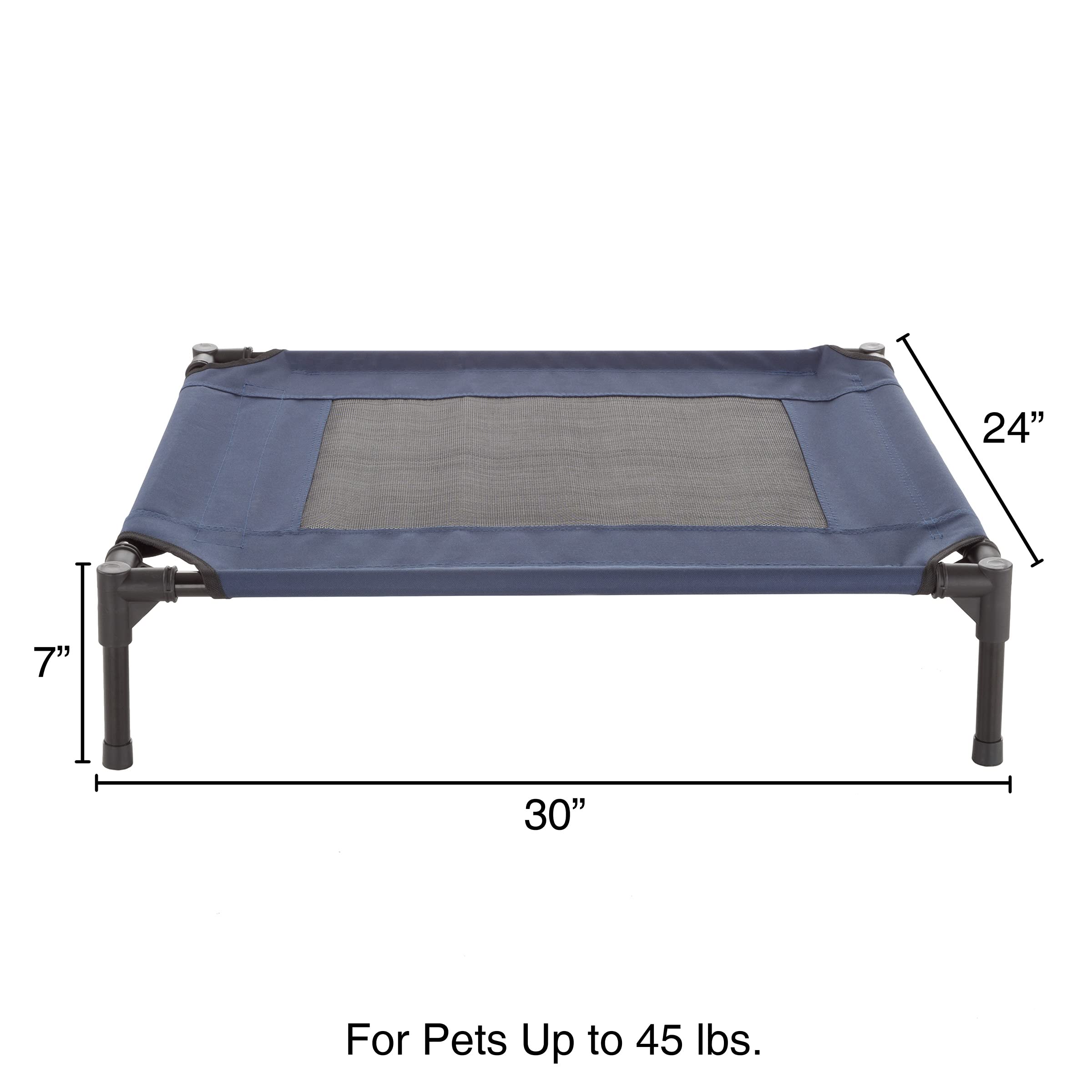 Premium Elevated Dog Bed - 30x24 Inch Portable Pet Cot with Non-Slip Feet - Indoor/Outdoor Cooling Dog Bed for Small to Medium Dogs up to 50lbs - Perfect for Camping, Patio & Home Use by PETMAKER (Blue)