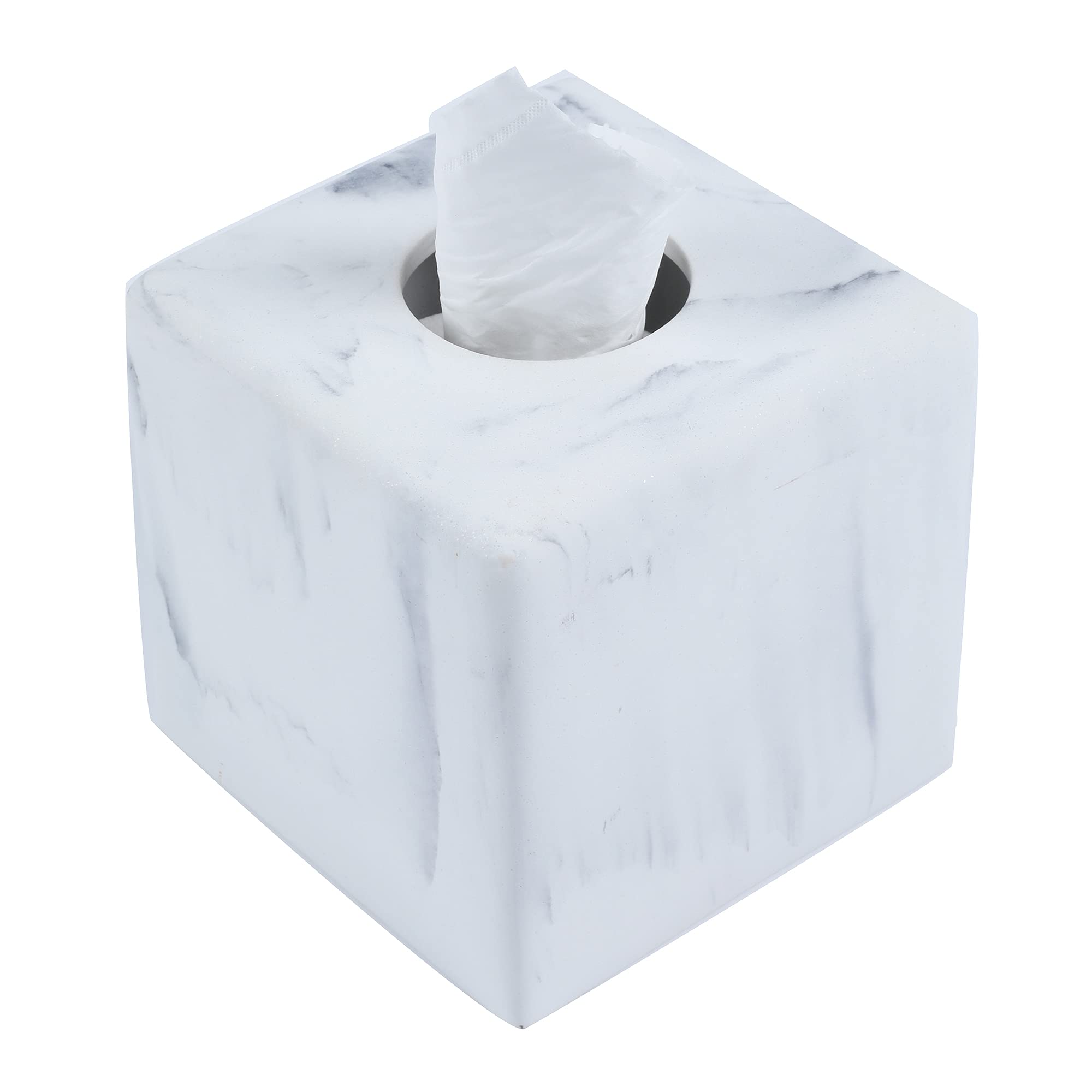 Hymmah Modern Square Tissue Box Cover Holder - Elegant Bathroom Vanity Decor, Unique Design for Countertops, Bedroom & Living Room - Perfect for Home, Office & Hotel Decorations