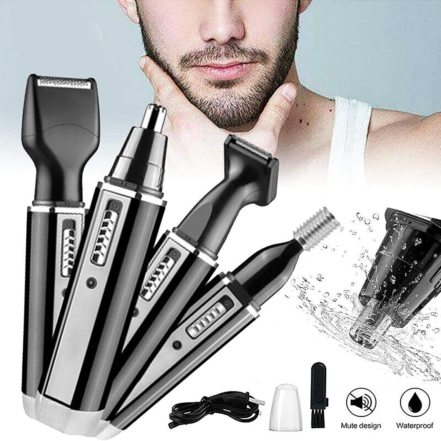 USB Rechargeable Ear & Nose Hair Trimmer for Men & Women - Professional Waterproof Grooming Kit with Dual Edge Blades for Easy Cleaning - Perfect for Travel, Home & Personal Care Routines