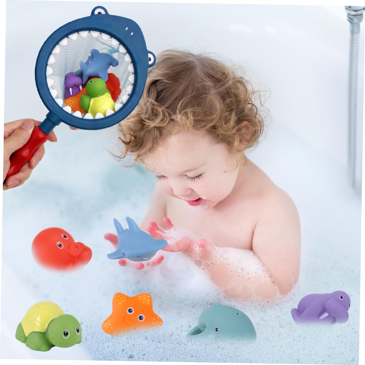 ORFOFE 6-Piece Water Play Toy Set - Fun Fountain Bath Toys for Kids (Blue) - Perfect for Pool, Beach & Bathtime Water Games