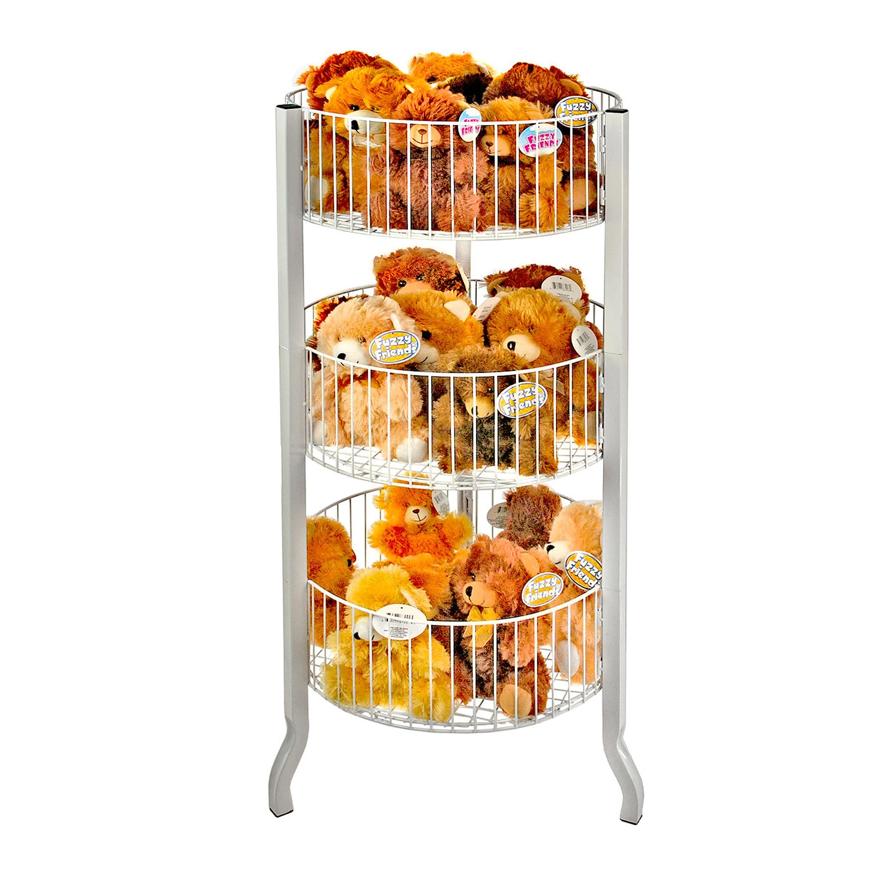 Azar Displays 300703 3-Tier Round Wire Dump Bins - White | Store Display Organizer for Retail, Supermarkets & Warehouse Organization